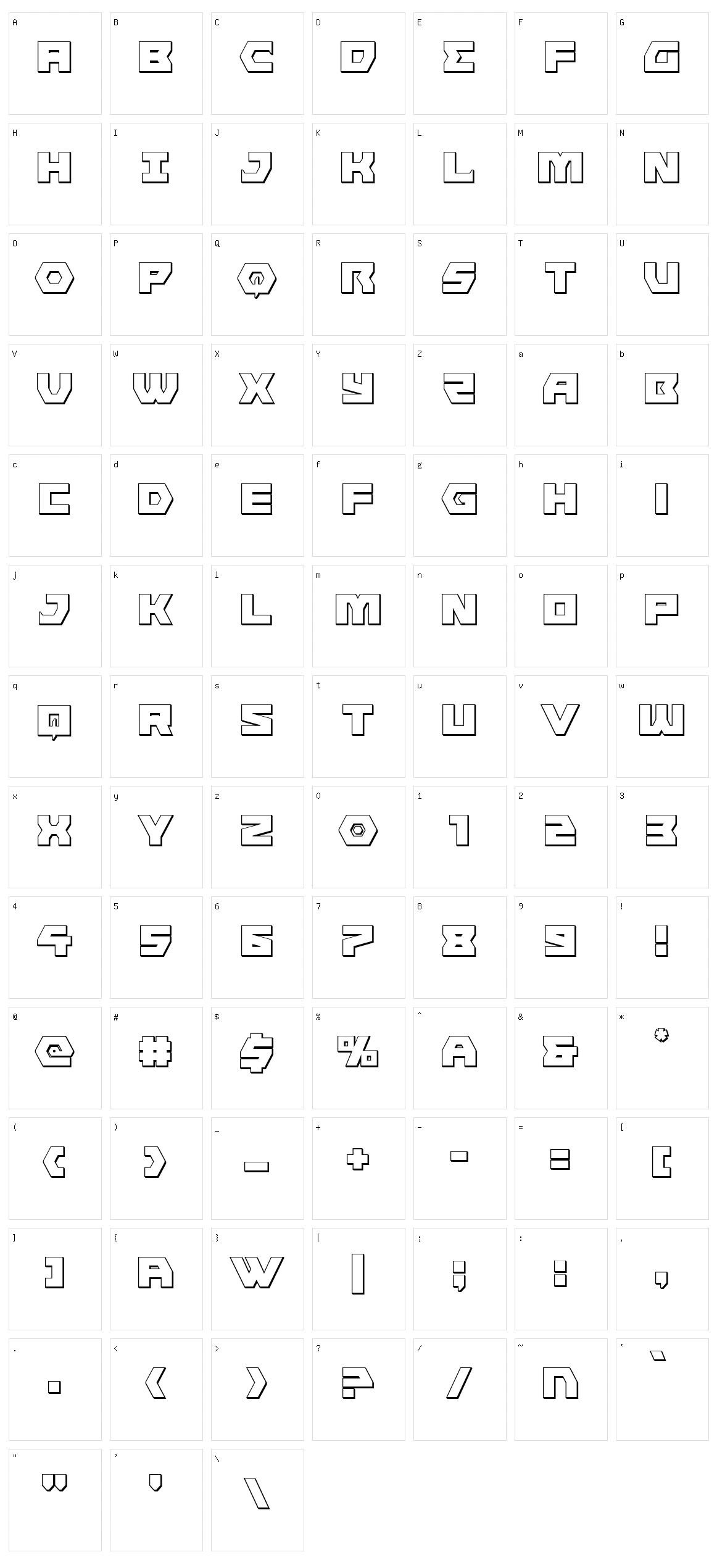 Cyberform Character Set