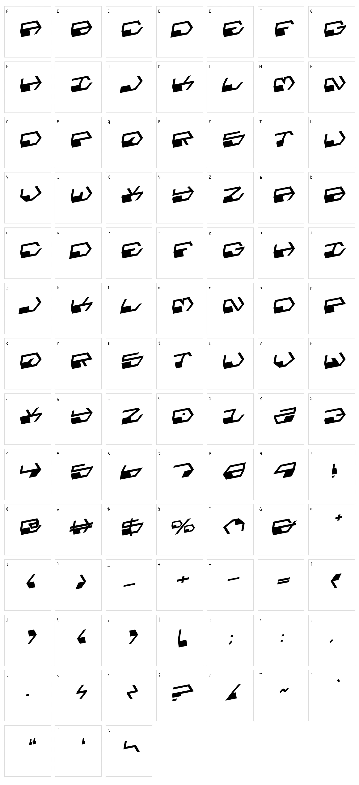Deranian Character Set