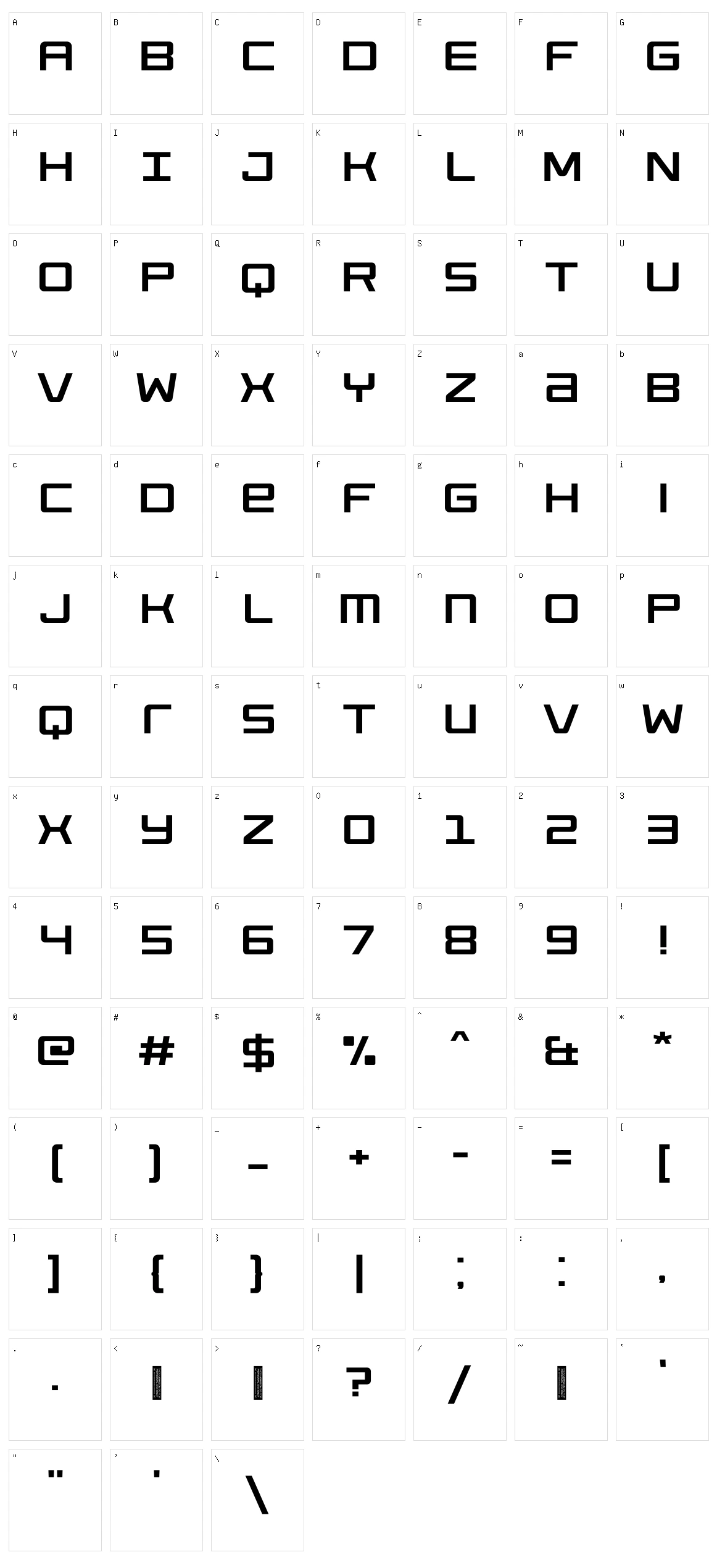 Destrod Character Set