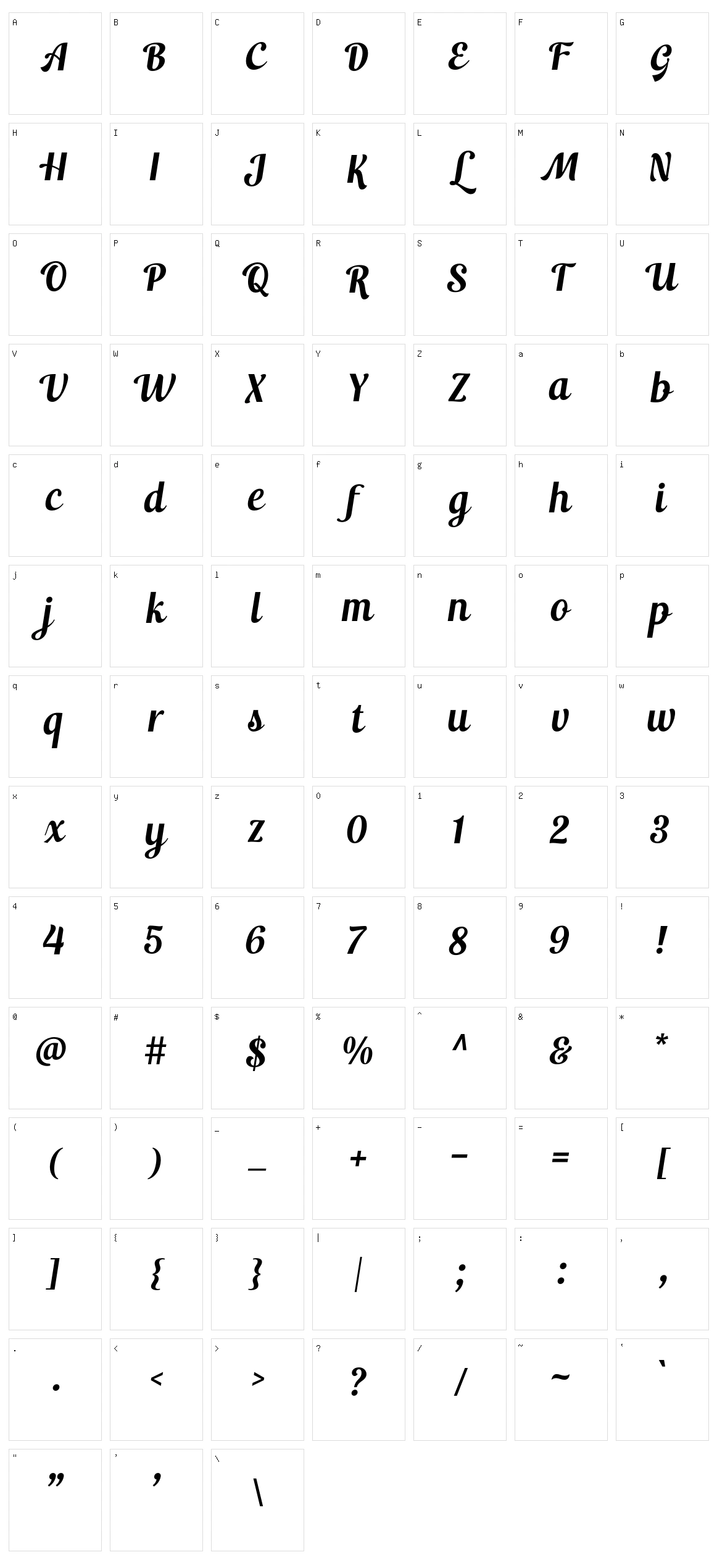 Andalia Character Set