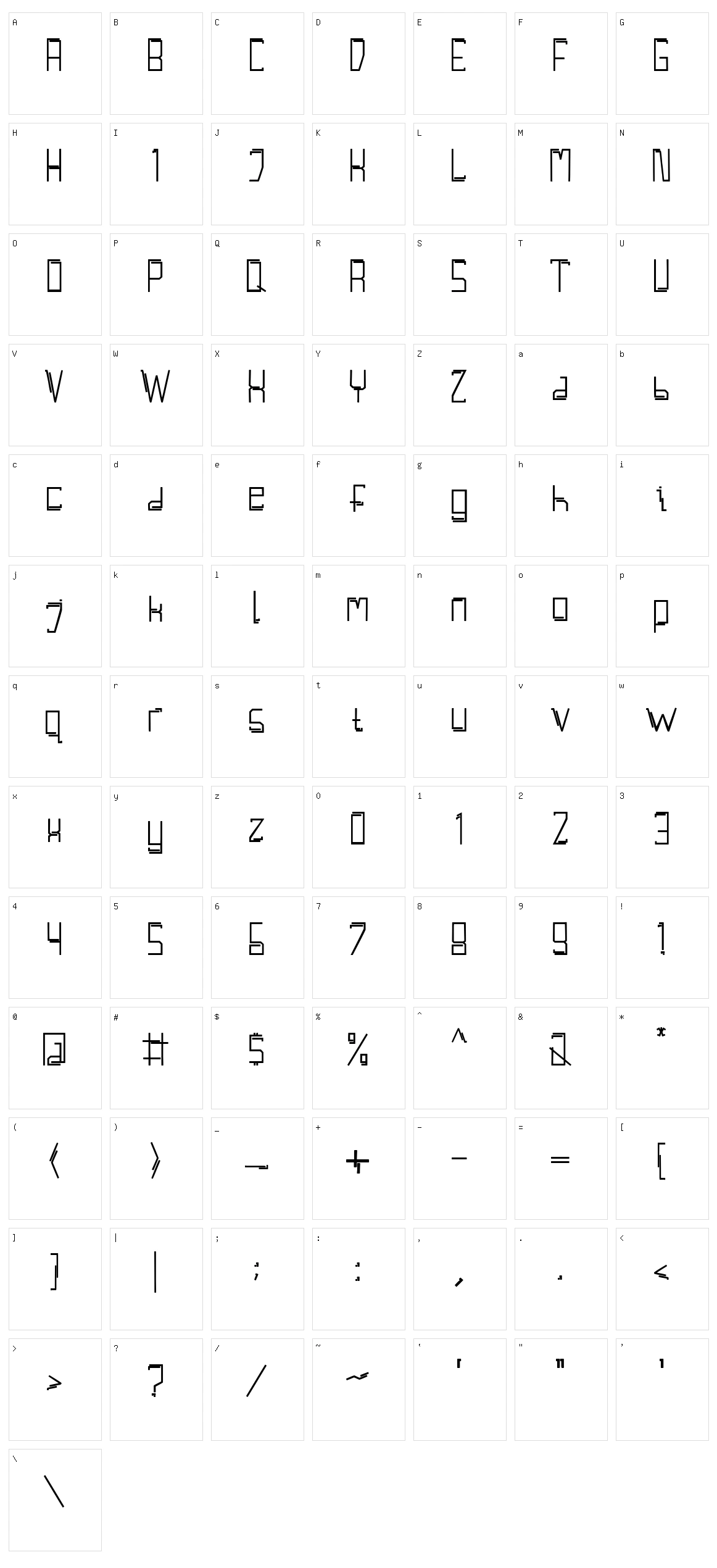 Digital Space Character Set