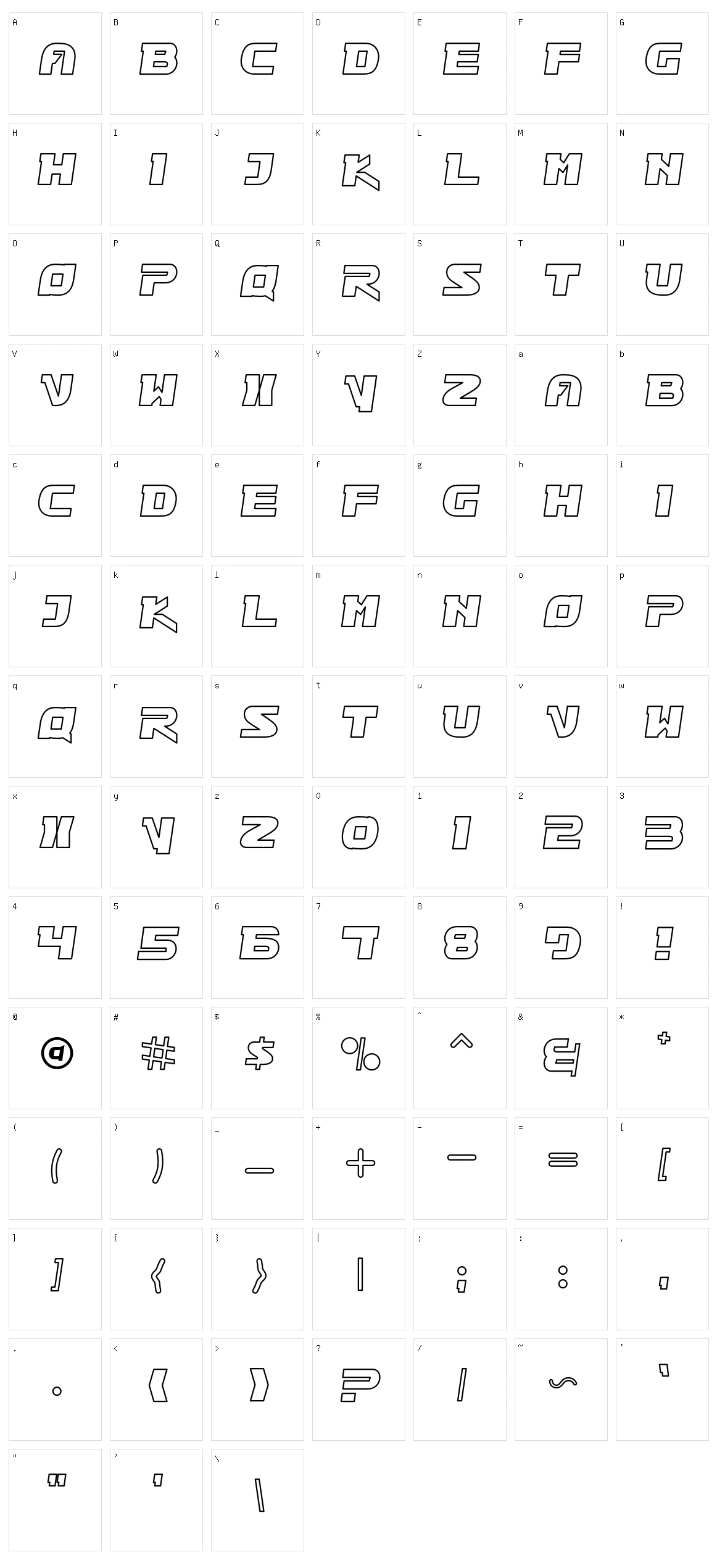 Drawfly Go Character Set