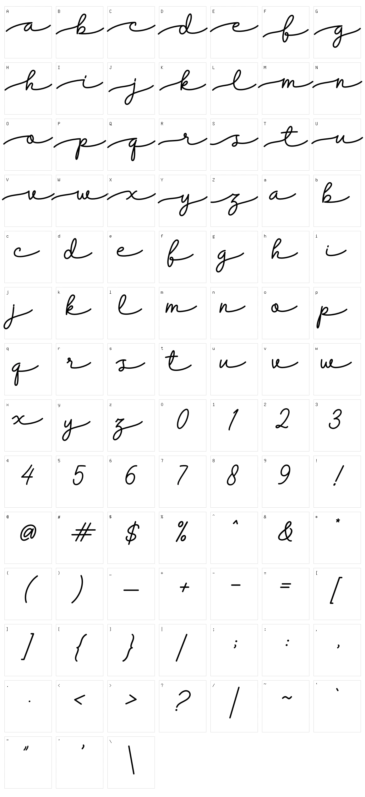 Dreamy Notes Script Character Set
