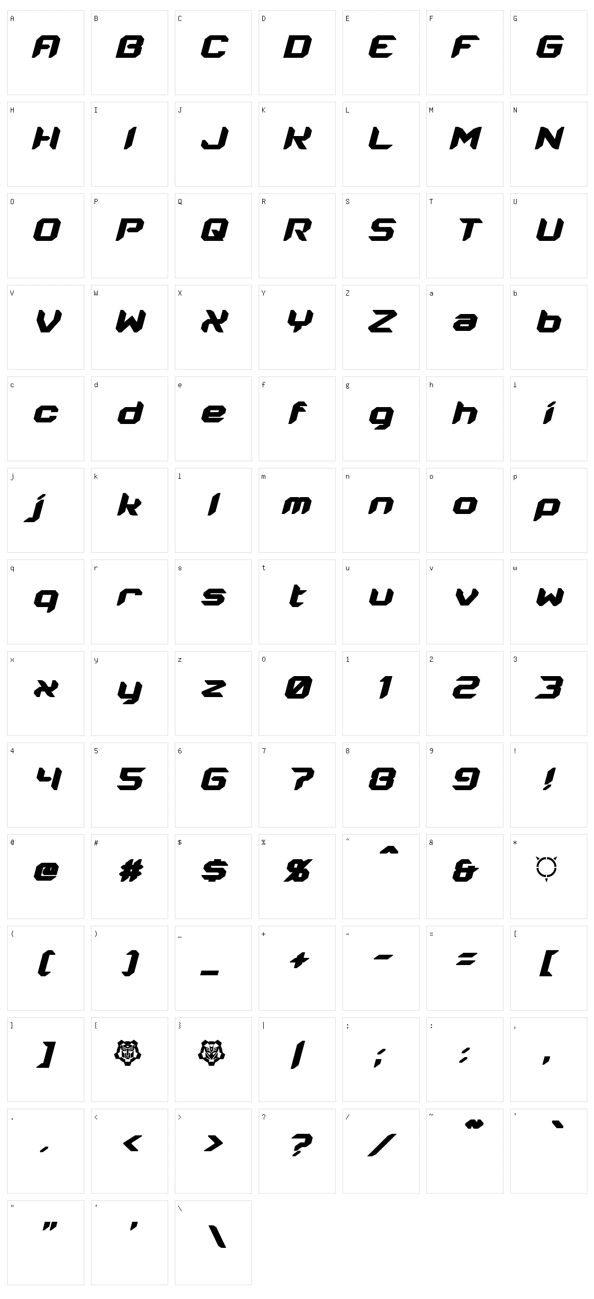 Energon Character Set