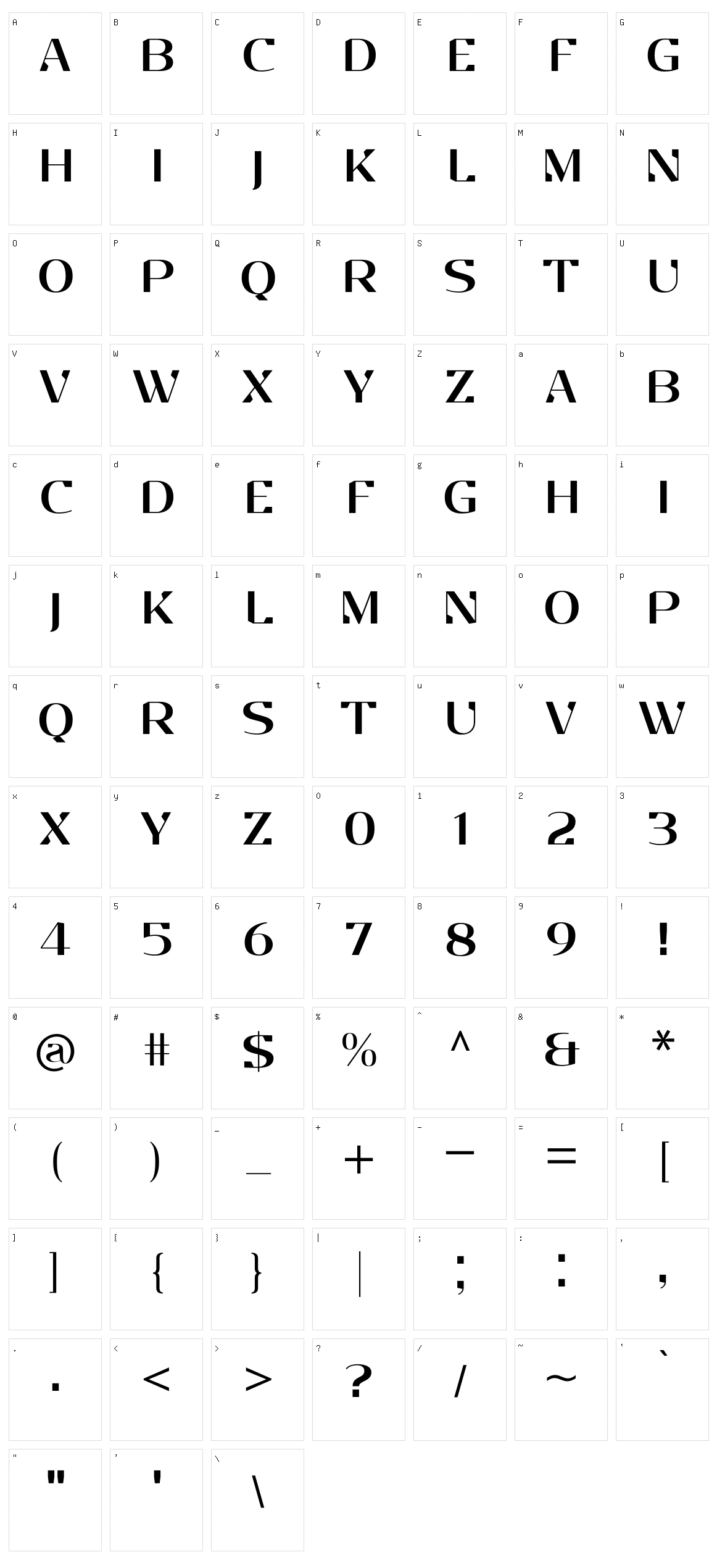 EP Stellari Display Character Set