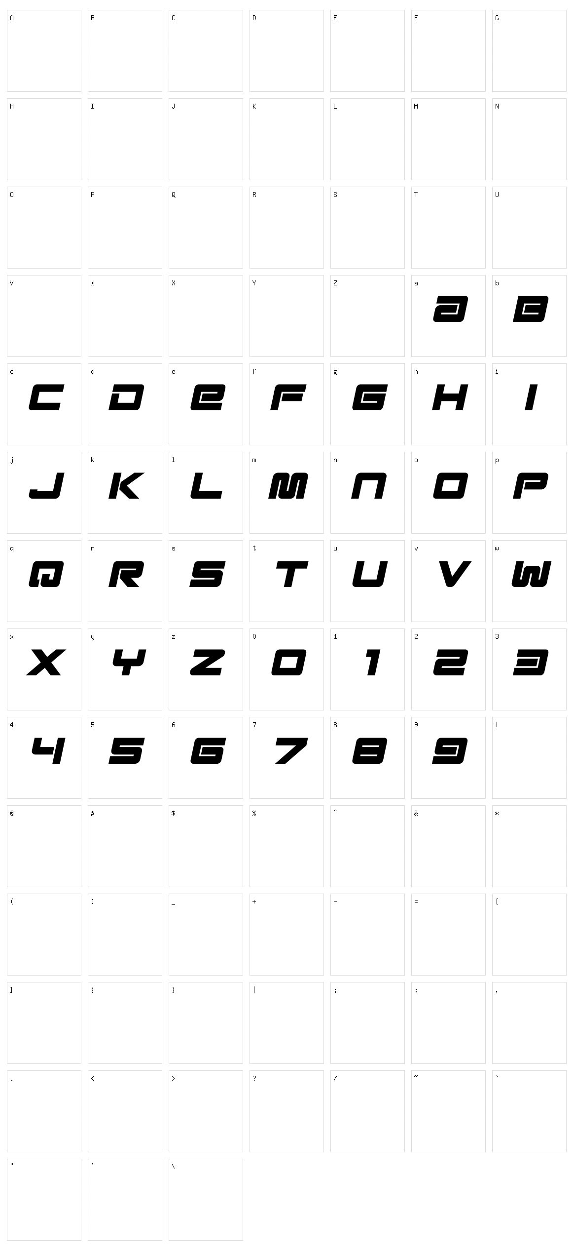 Esba Character Set