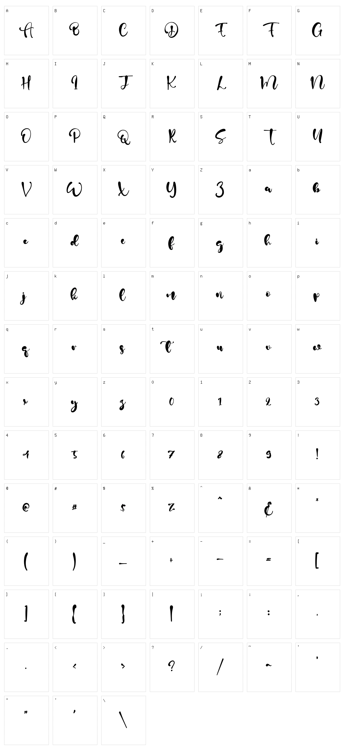 Adam Script Character Set