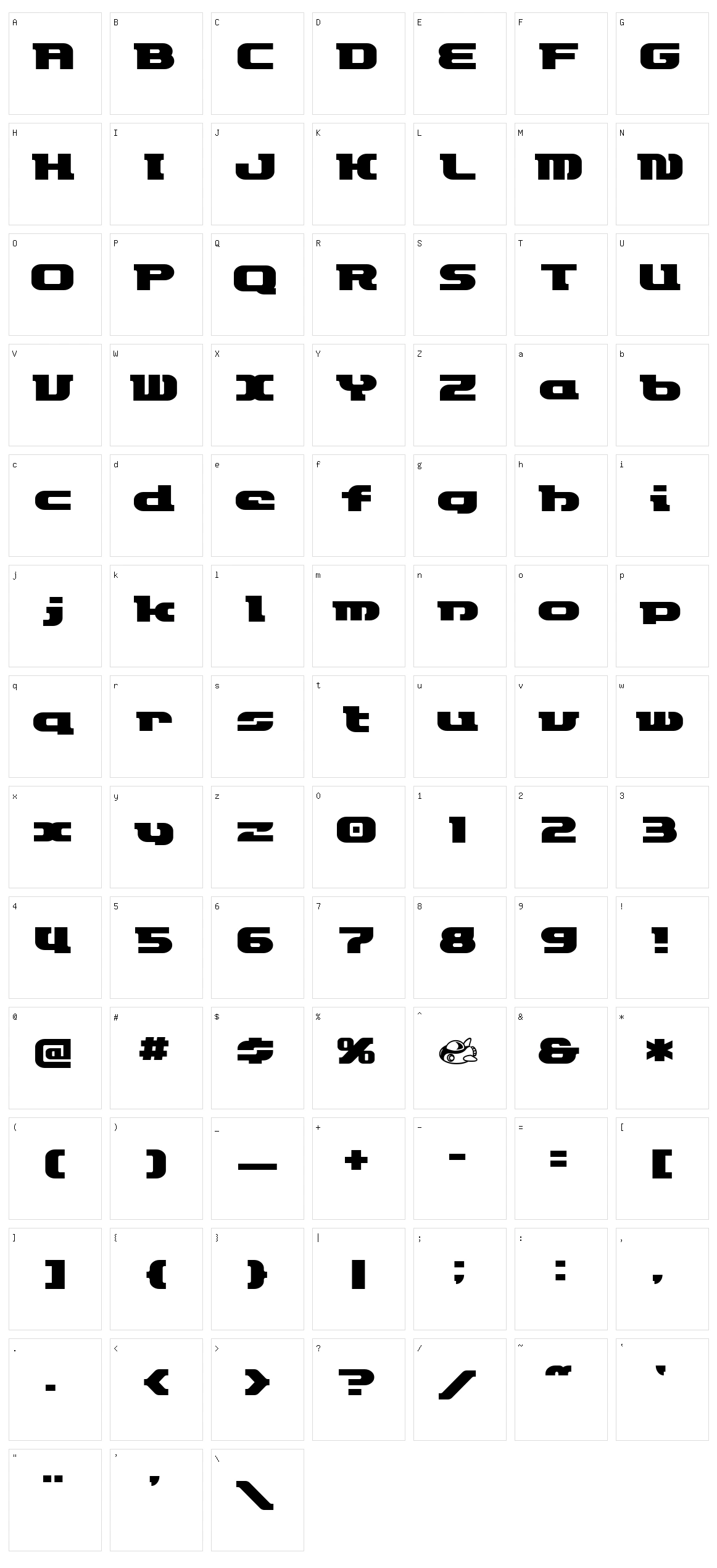 ET Rocketype Character Set