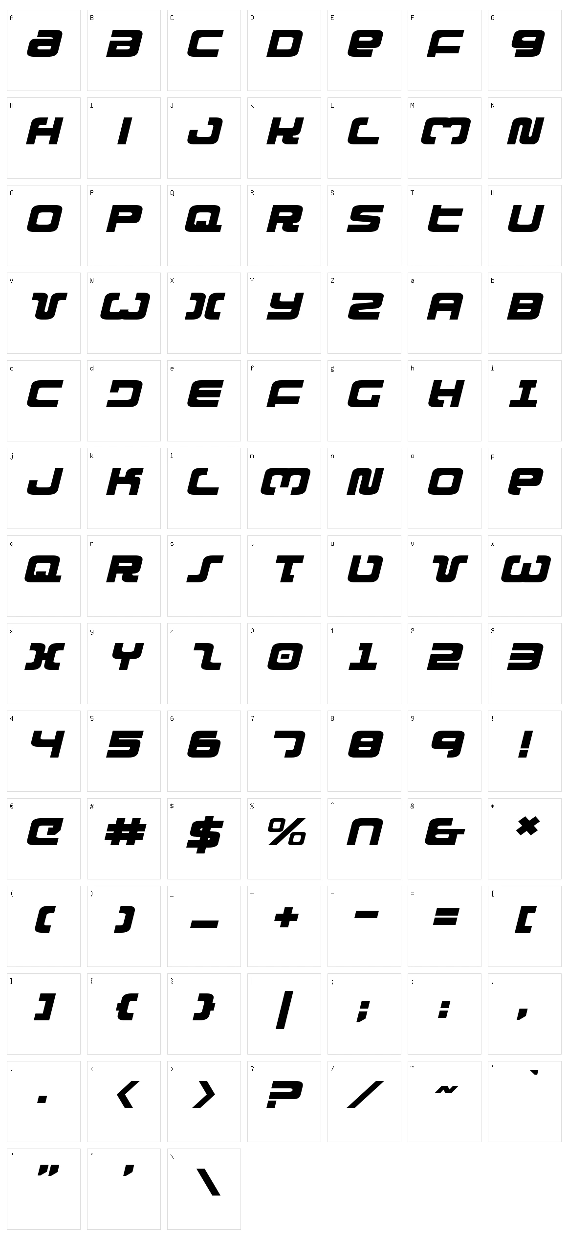 Exedore Character Set