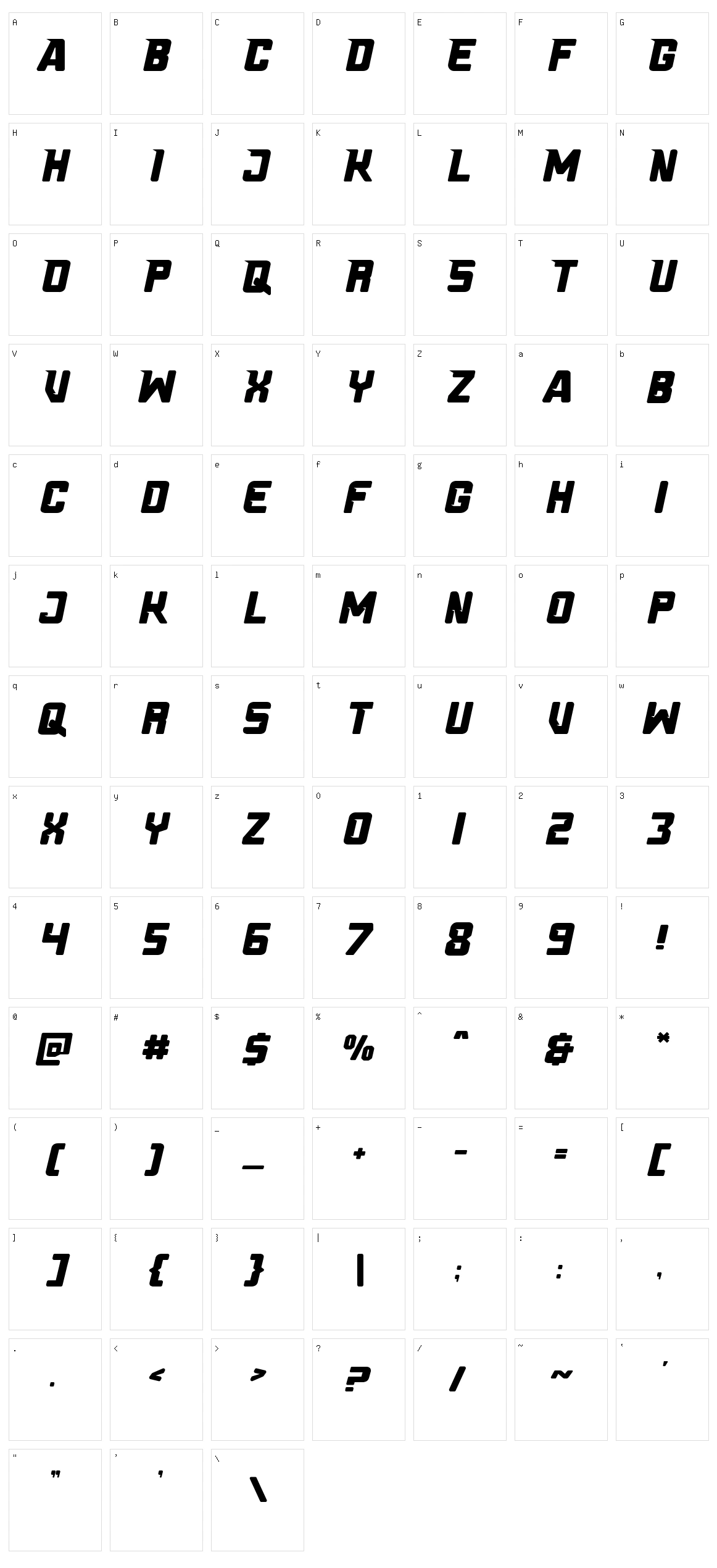 Fast Track Character Set