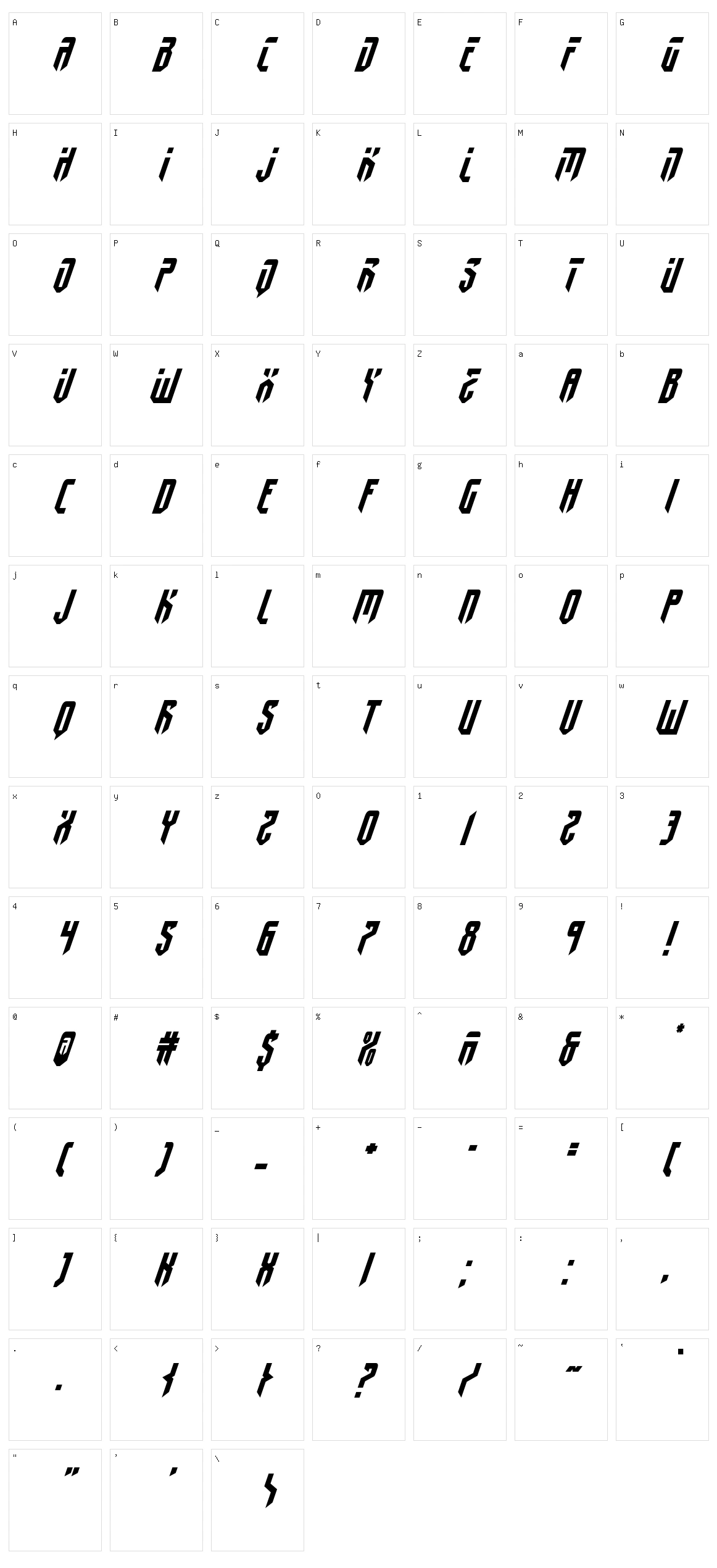 Fedyral II Character Set