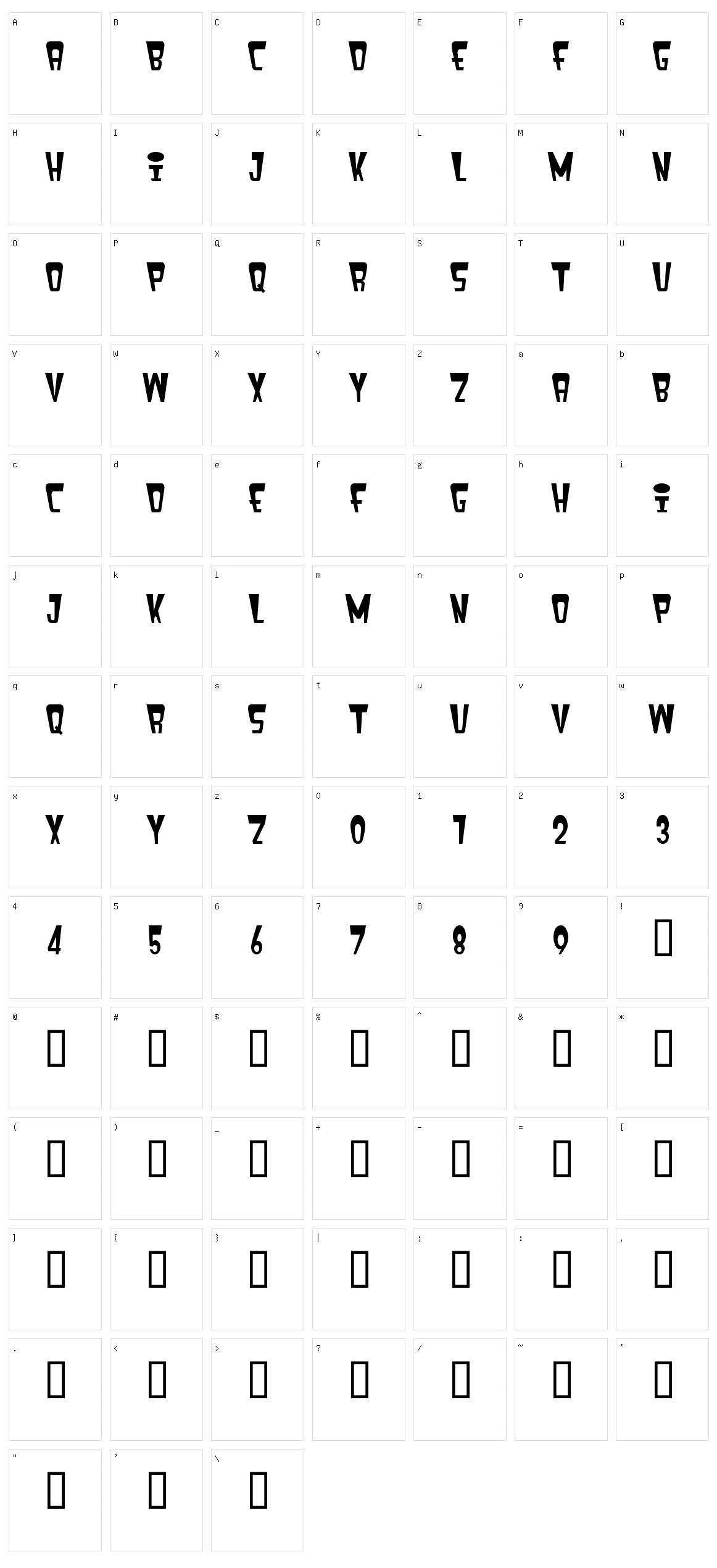 Fenix Header Character Set