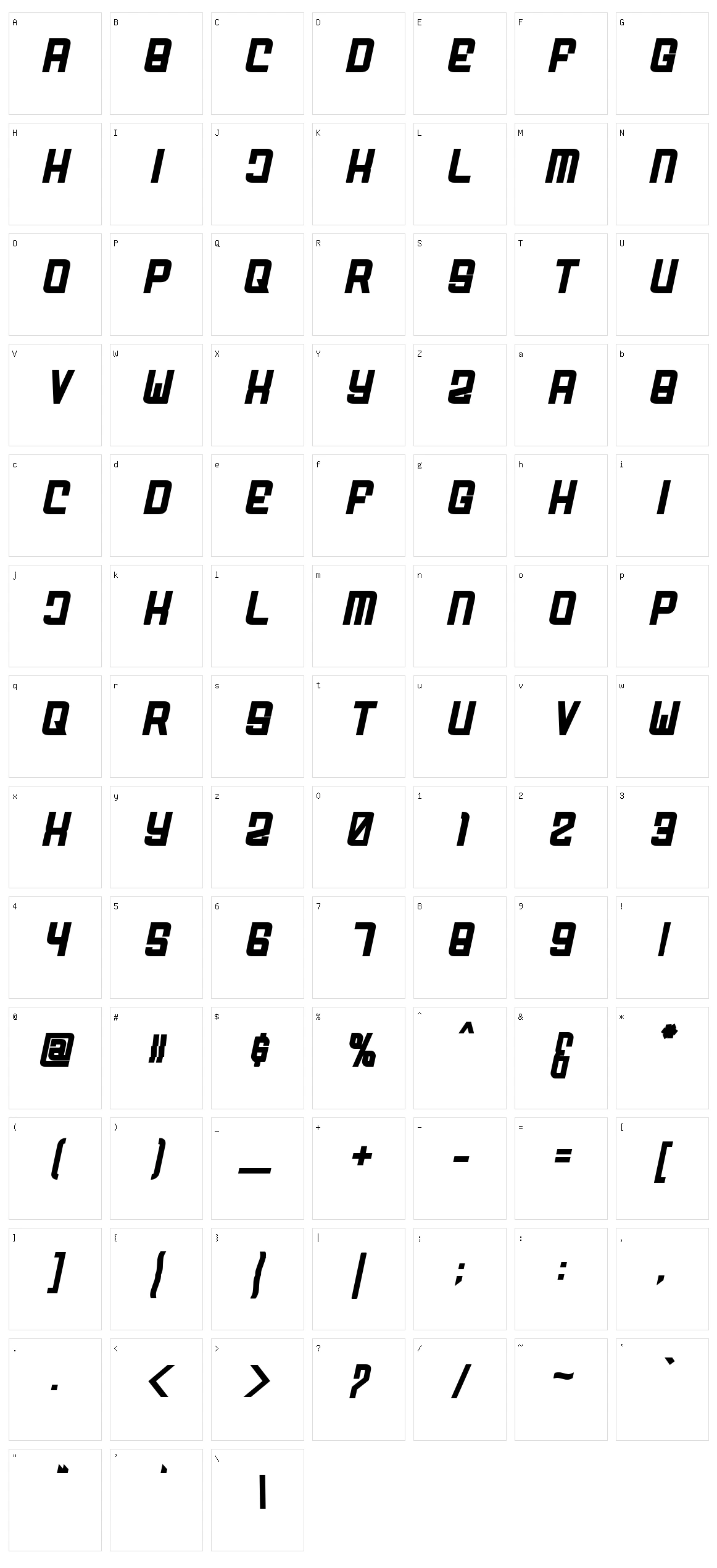 Fodecumbers Character Set