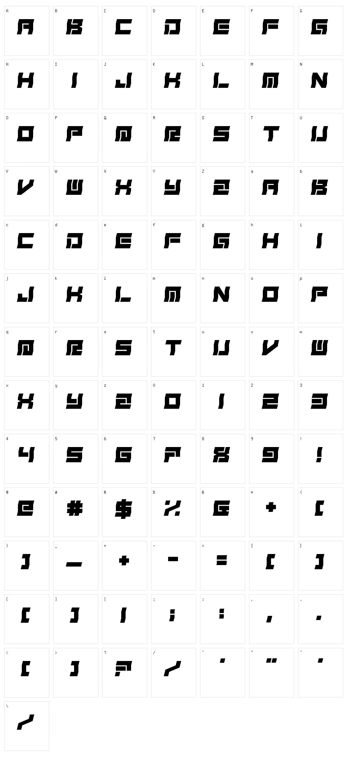 Freudian Slit Character Set
