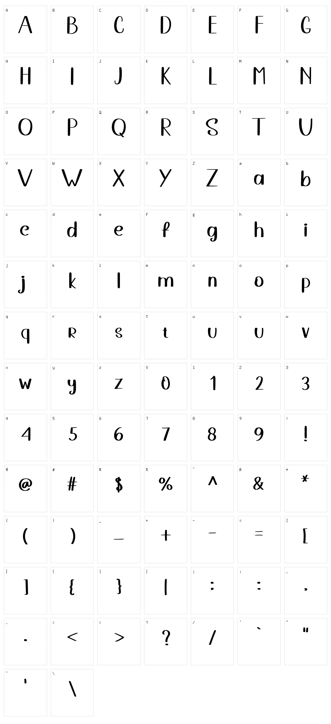 Calligraphy Character Set