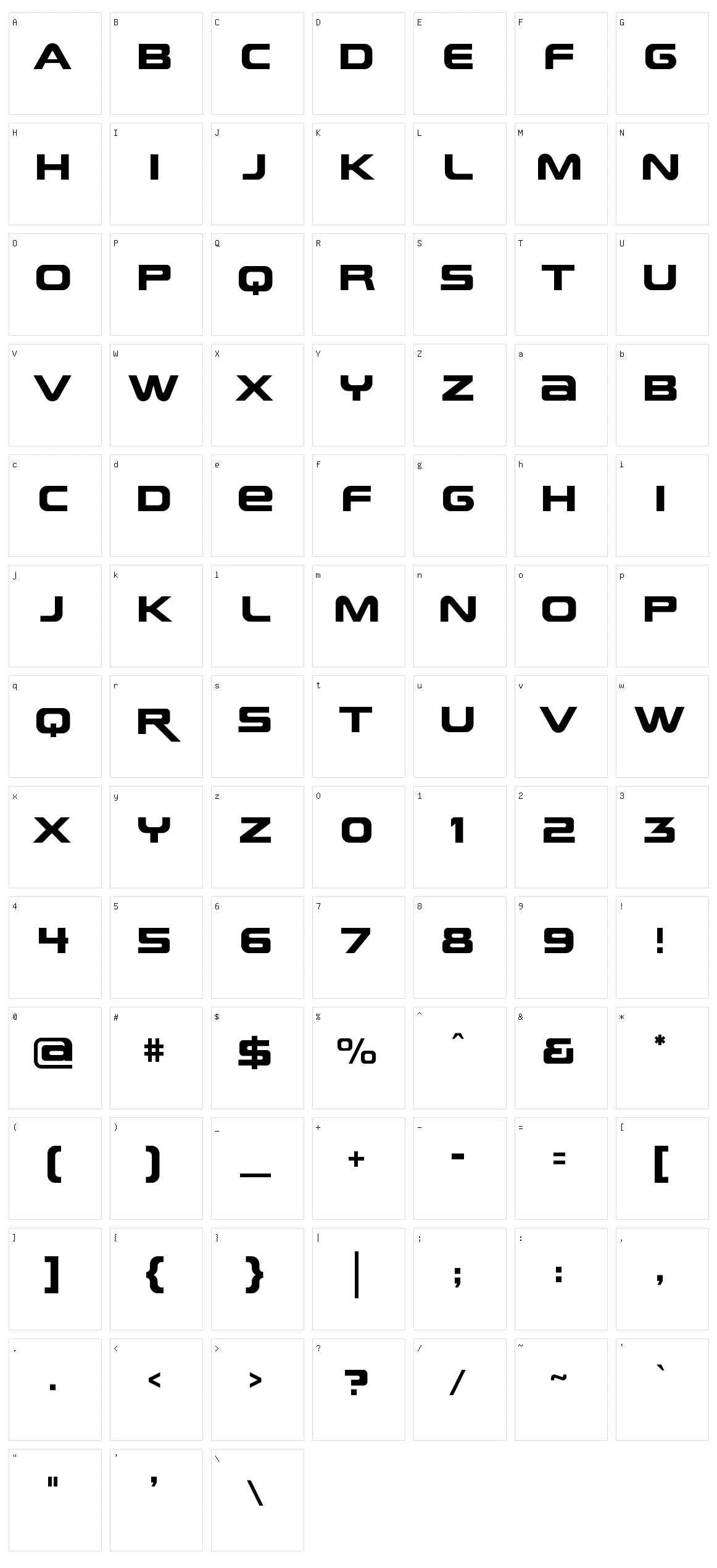 Future Earth Character Set