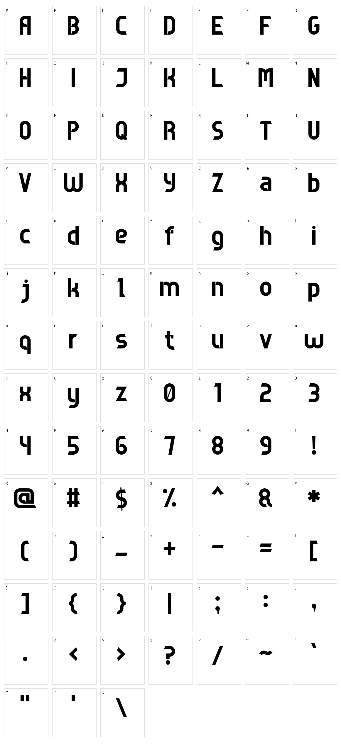 Game Sans Serif 7 Character Set