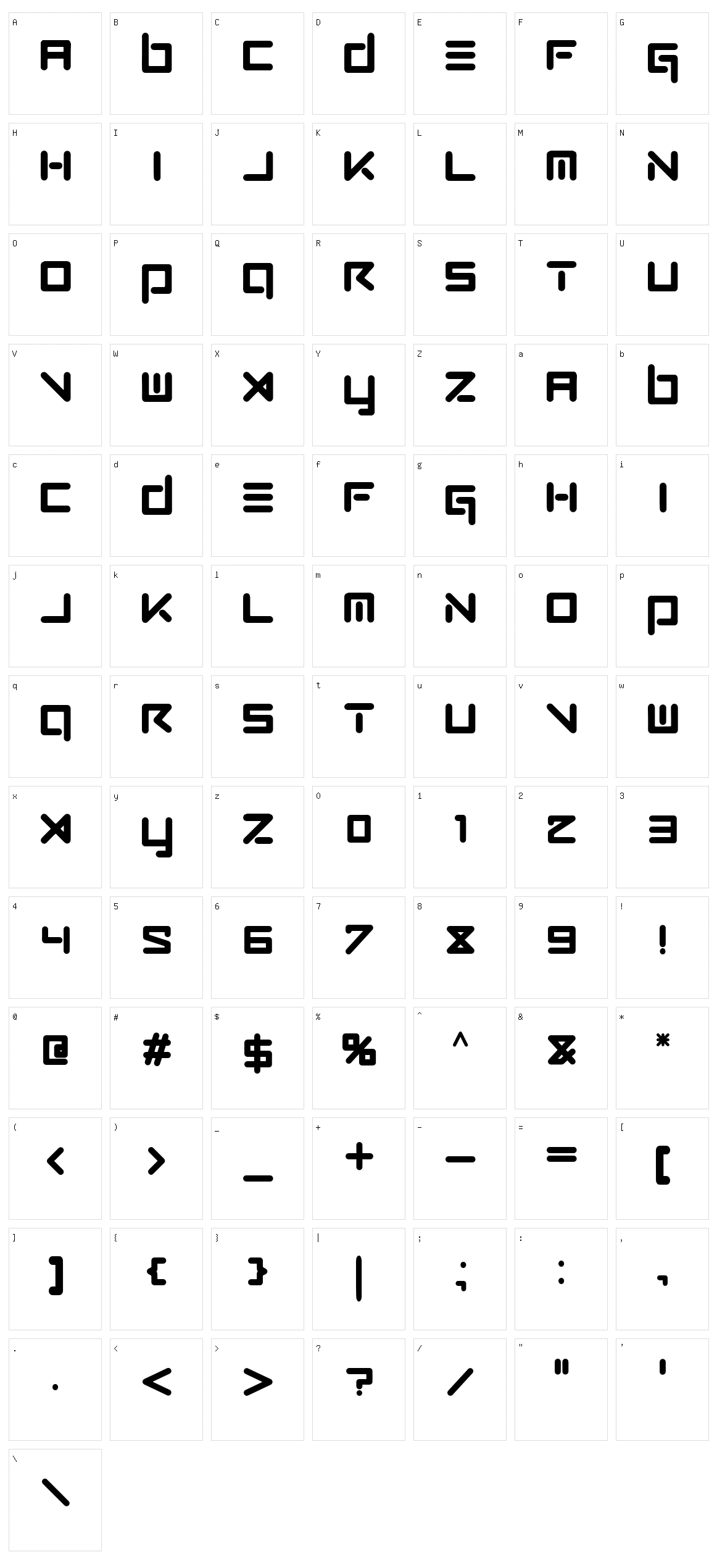 Gozber Character Set
