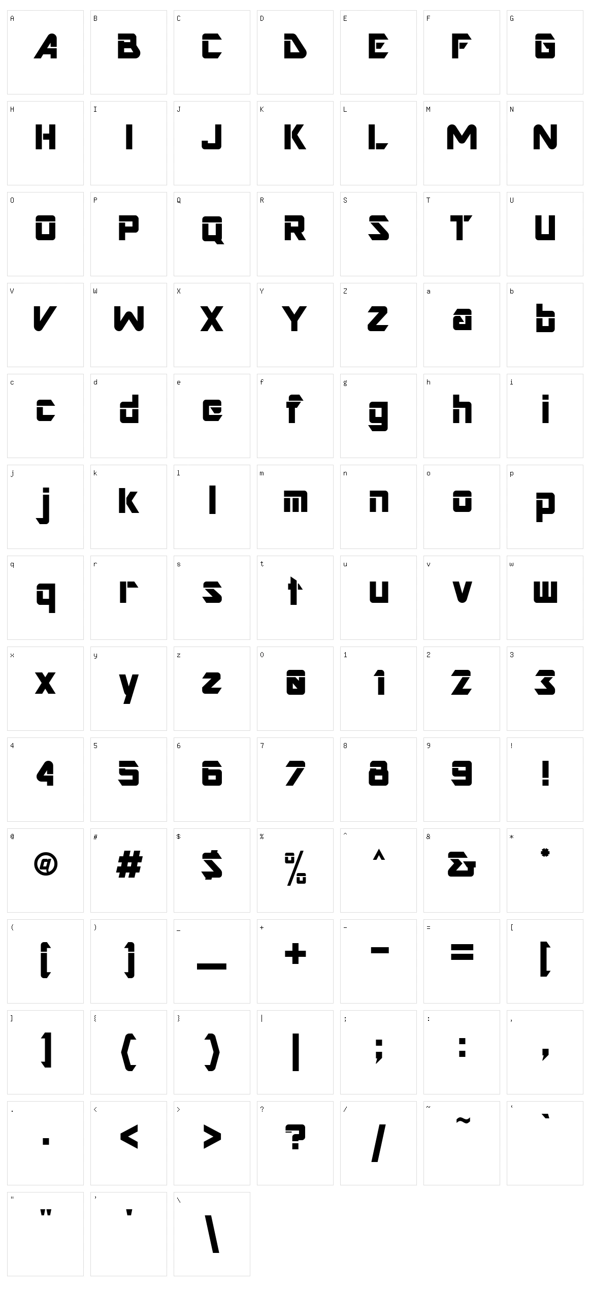 Gravicon Display Character Set