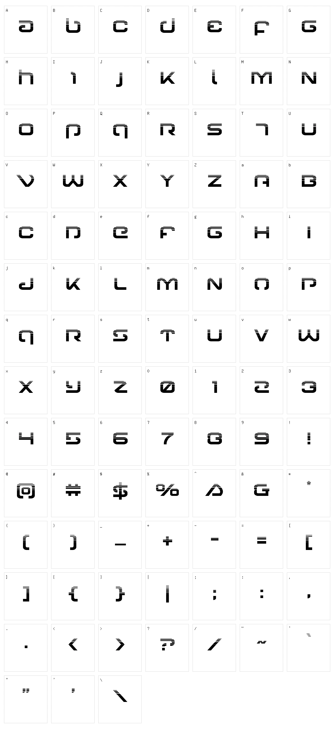 Gunrunner Character Set