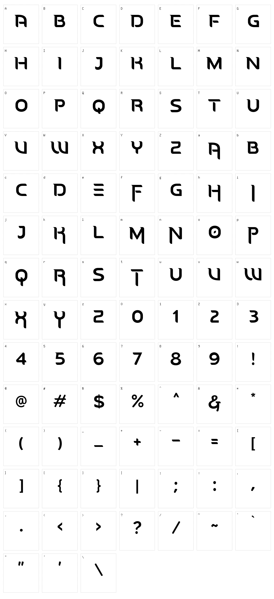 Hardipe Character Set