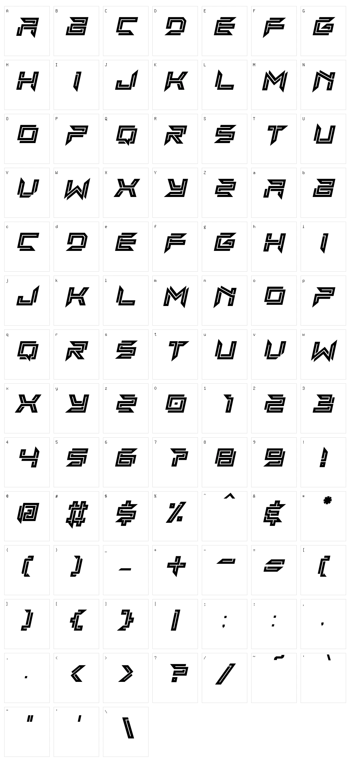 Imminent Line Character Set