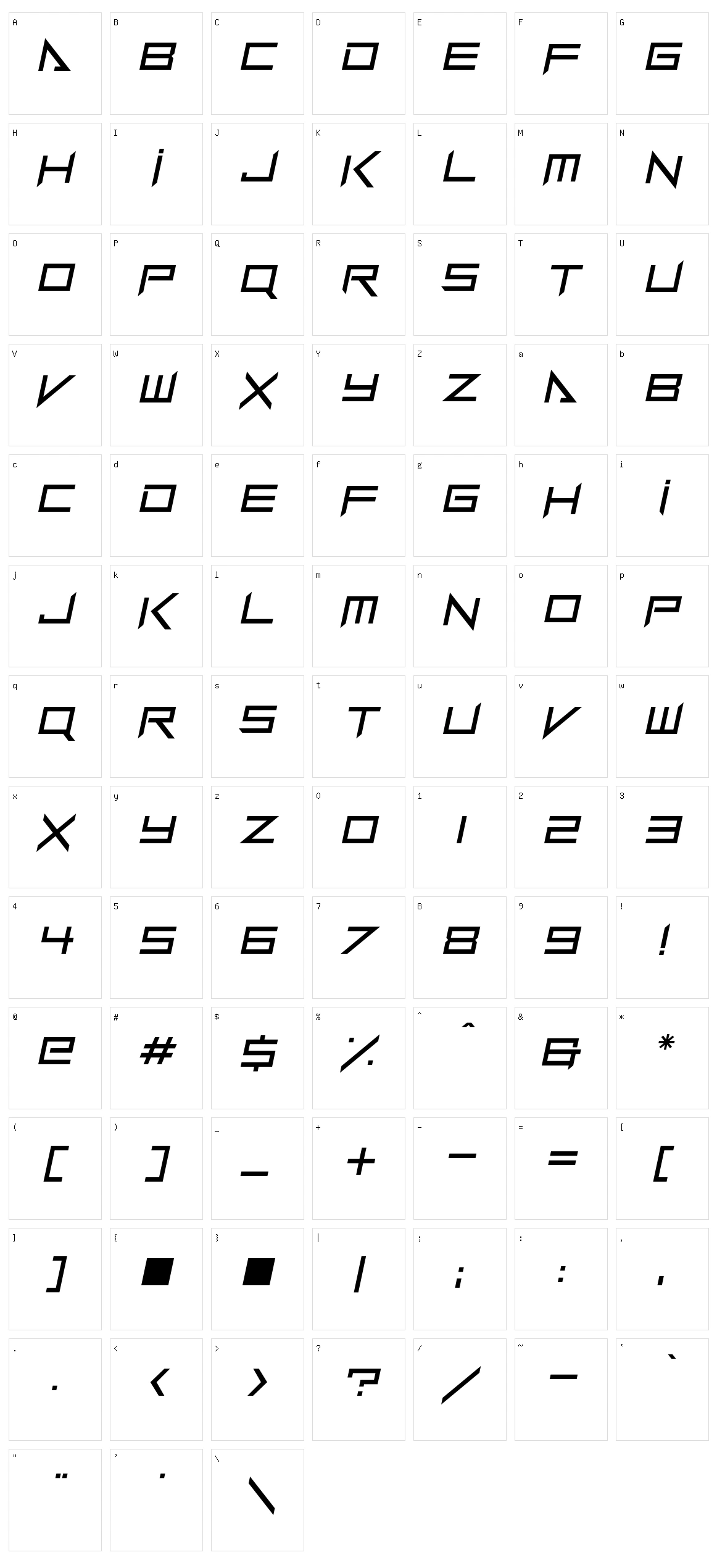 Interstellar Trip Character Set