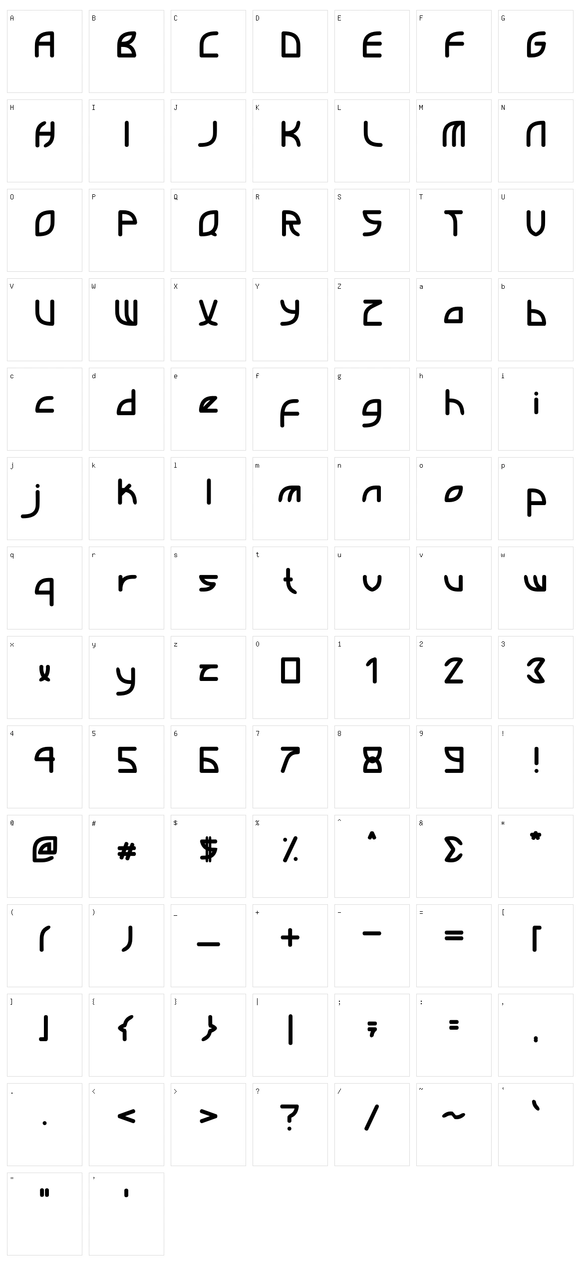 Jackwel Character Set