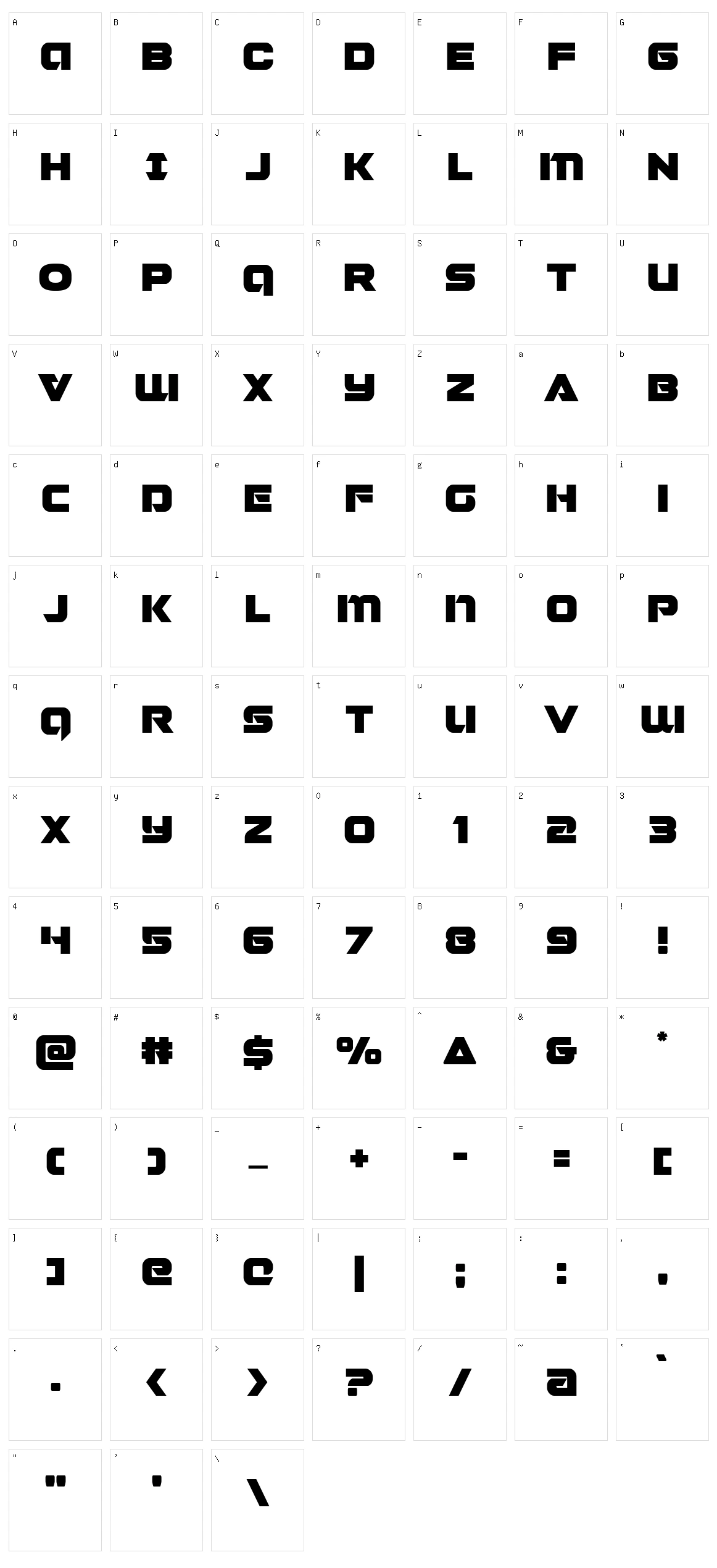 Jeebra Character Set