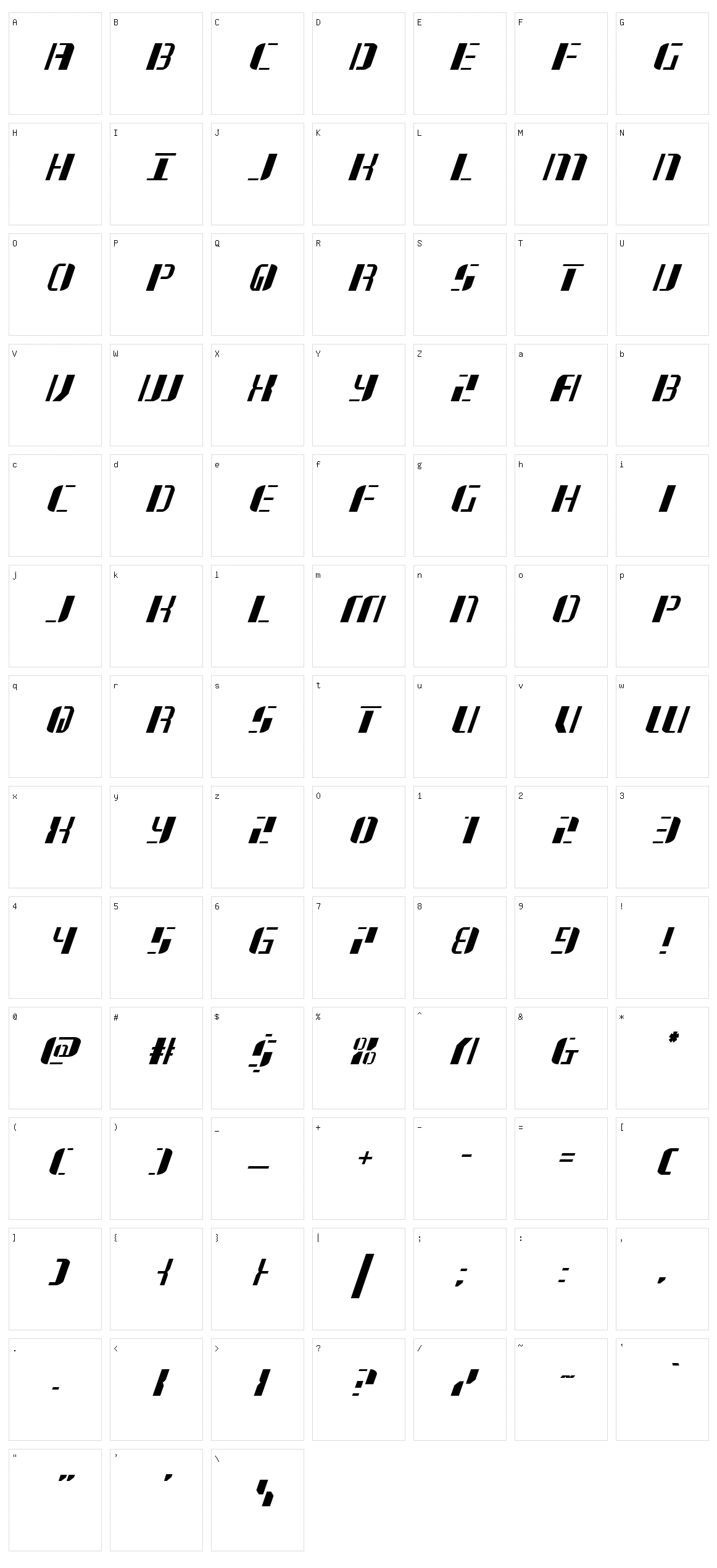 Jetway Character Set