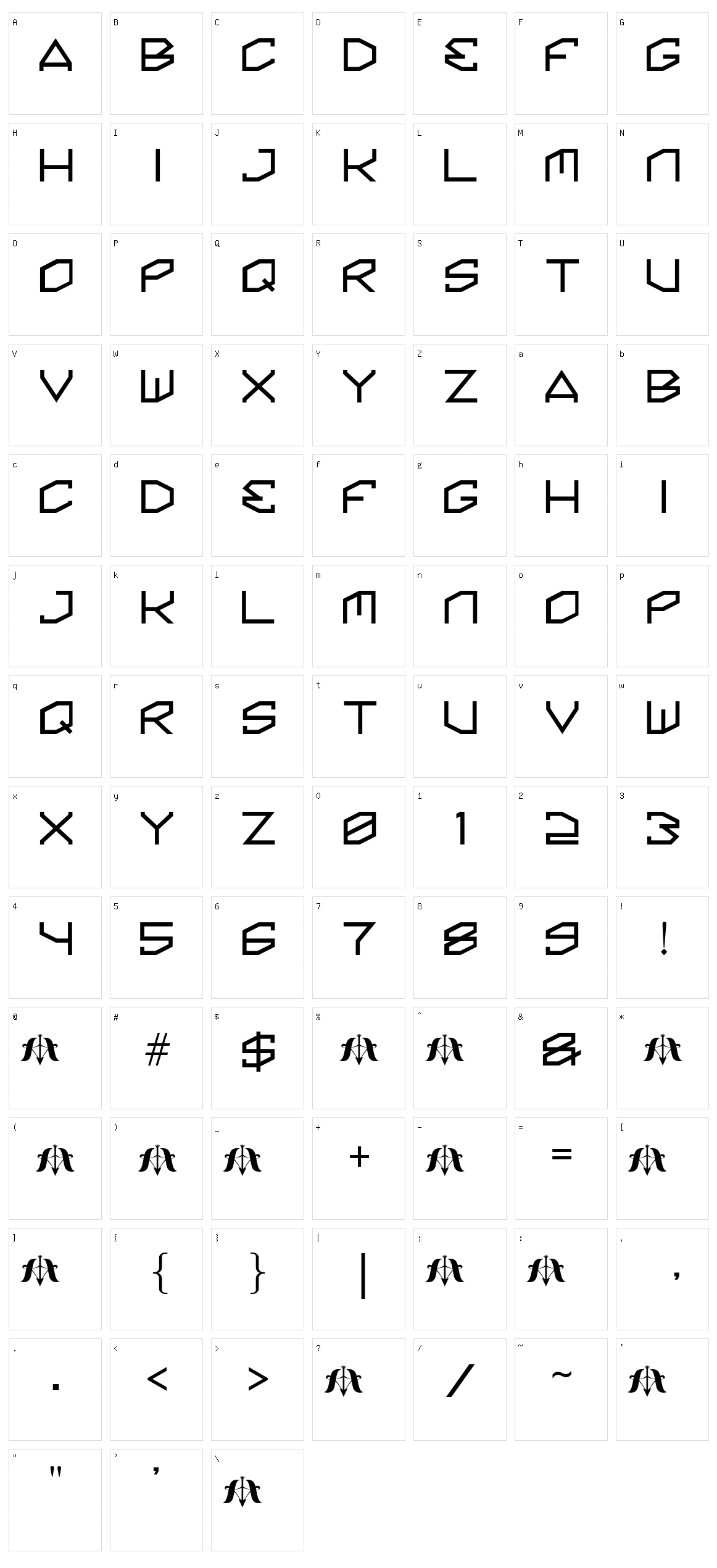 Kinine Alpha Character Set