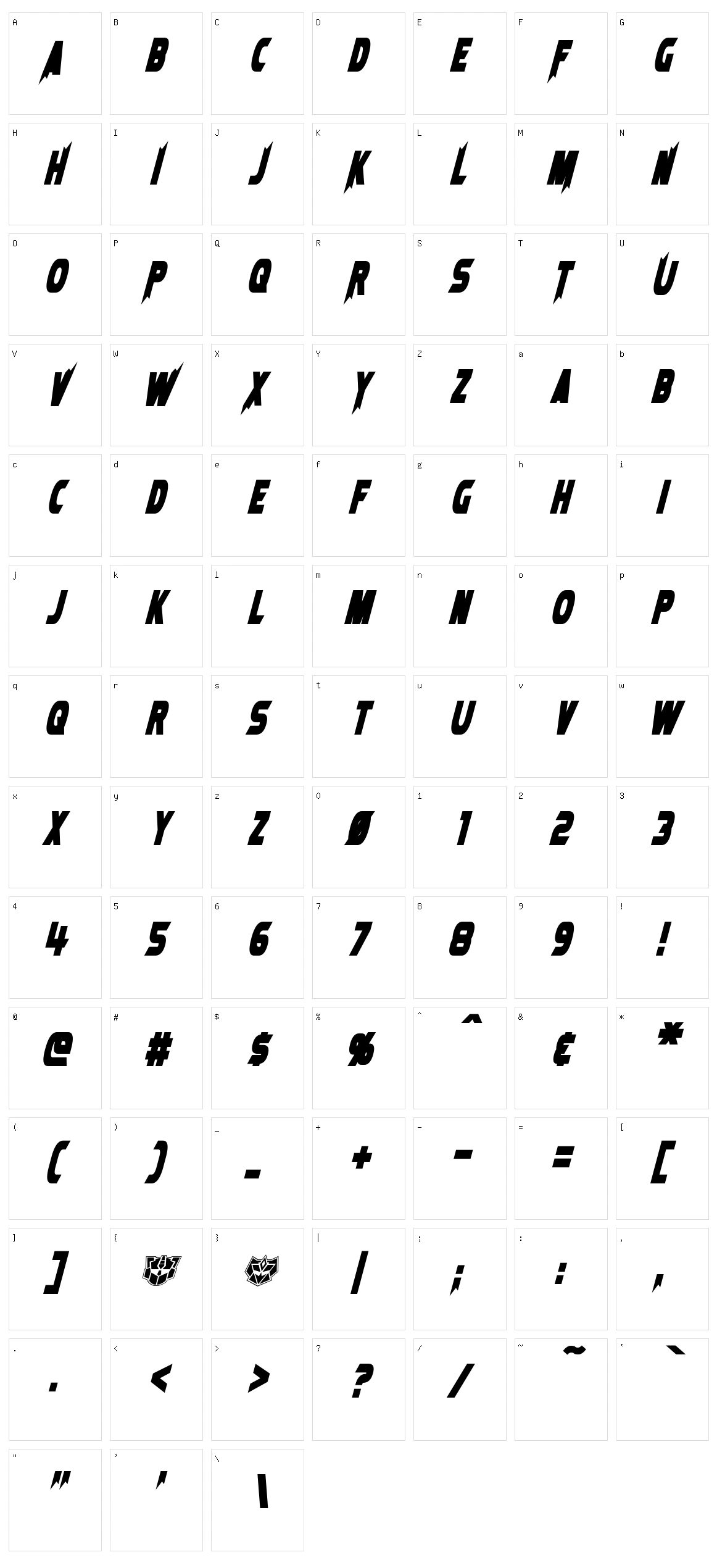 Laser Rod Character Set