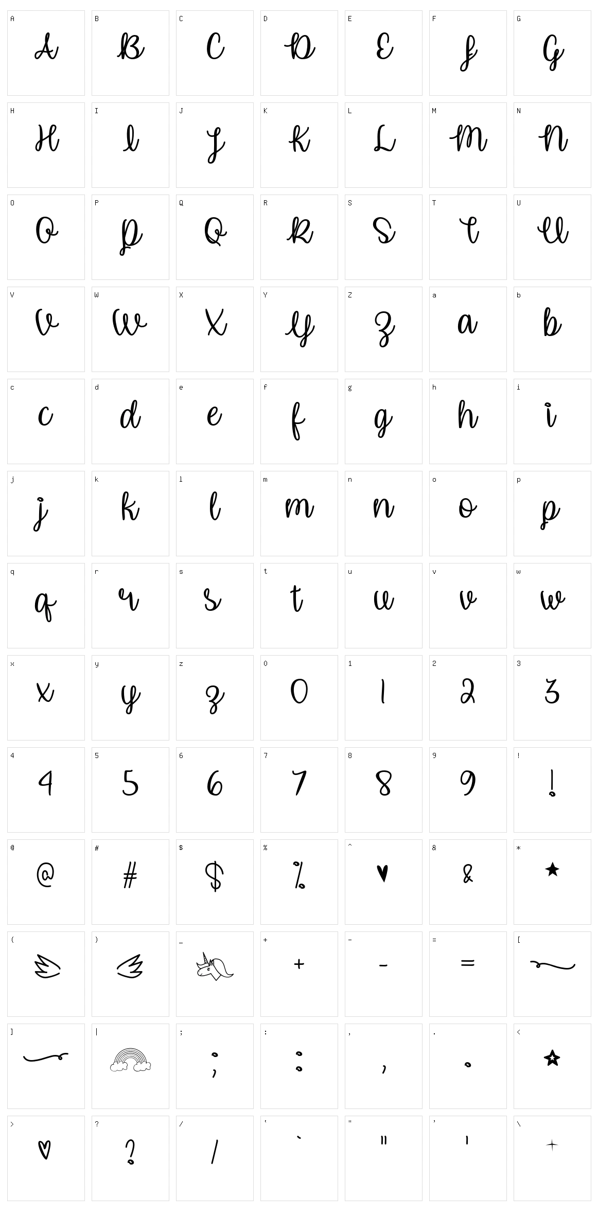 Unicorn Calligraphy Character Set