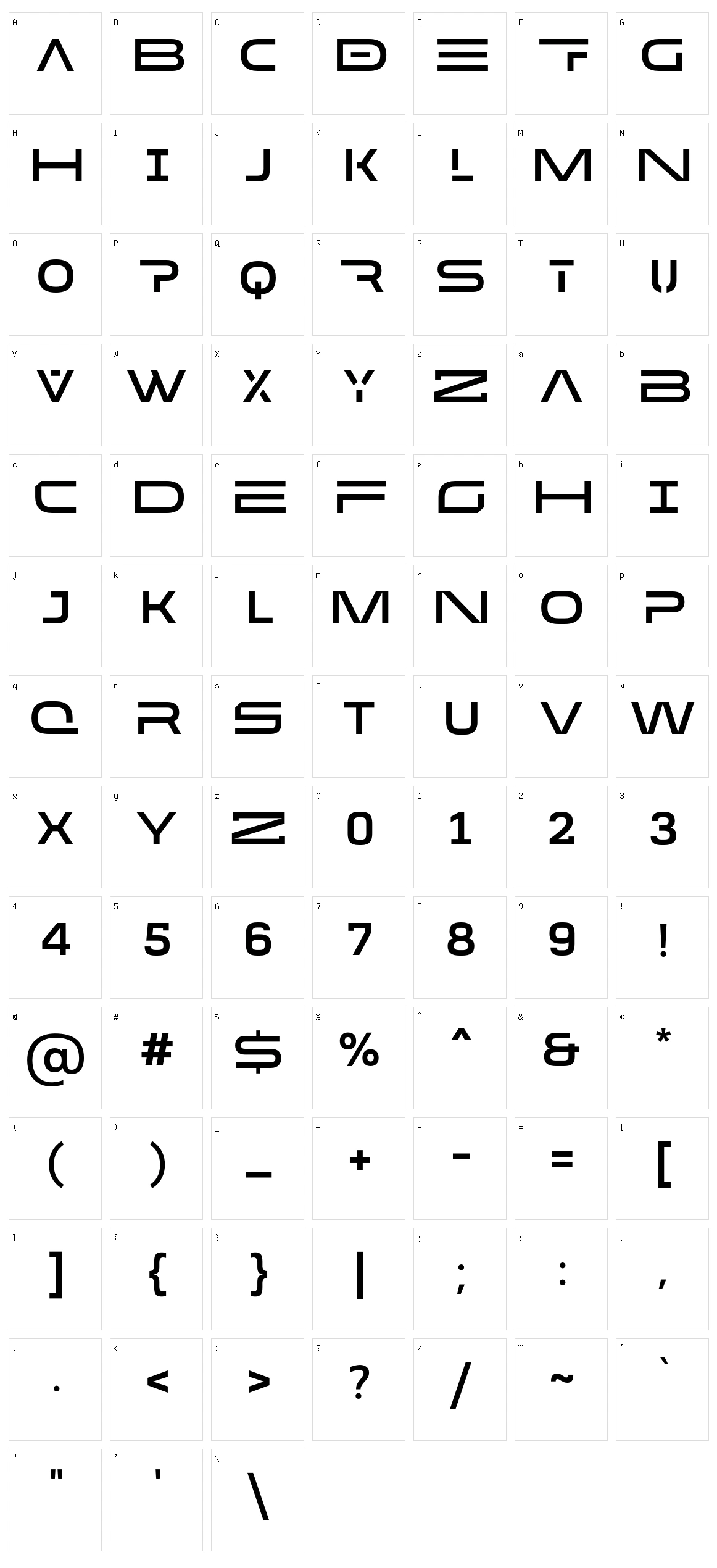 MADE Future X Header Character Set