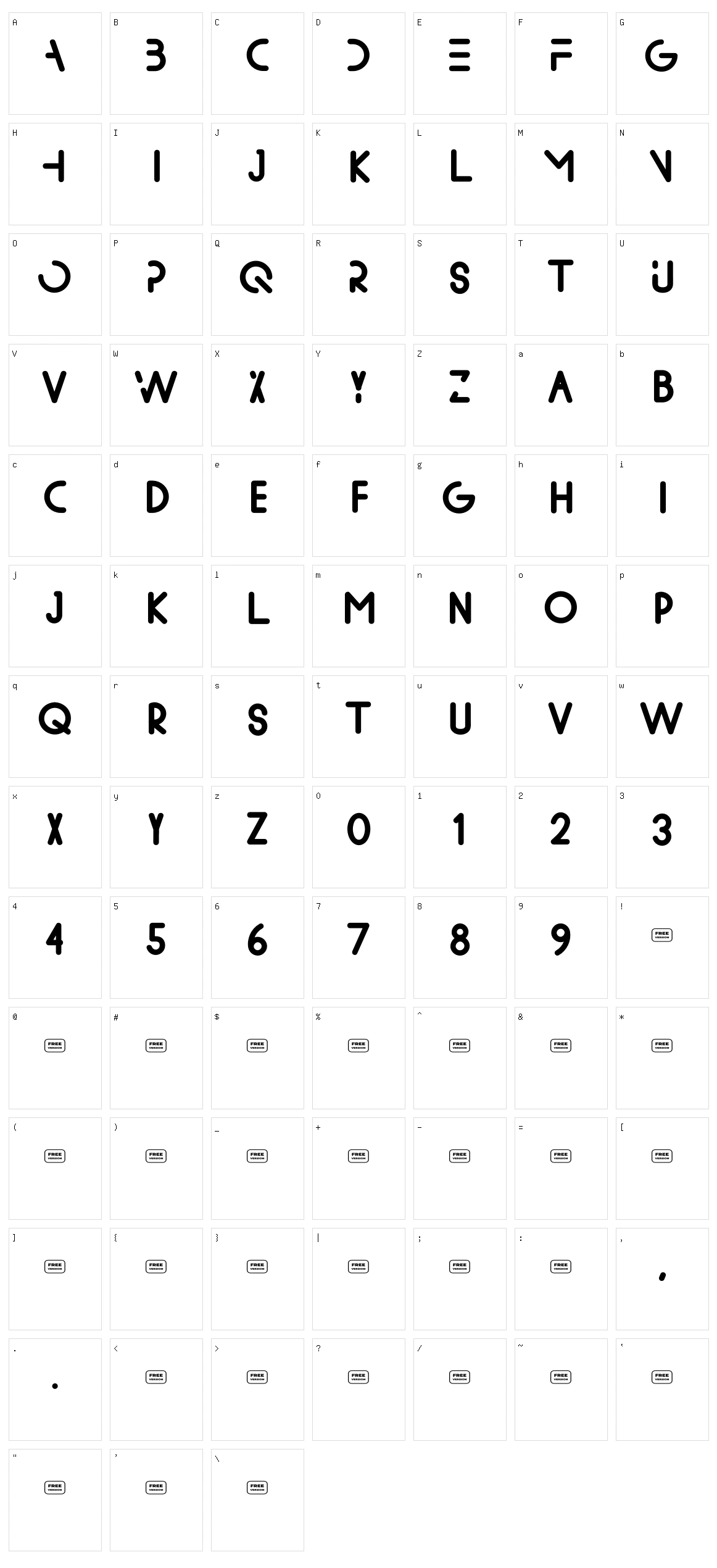 Madsense Character Set