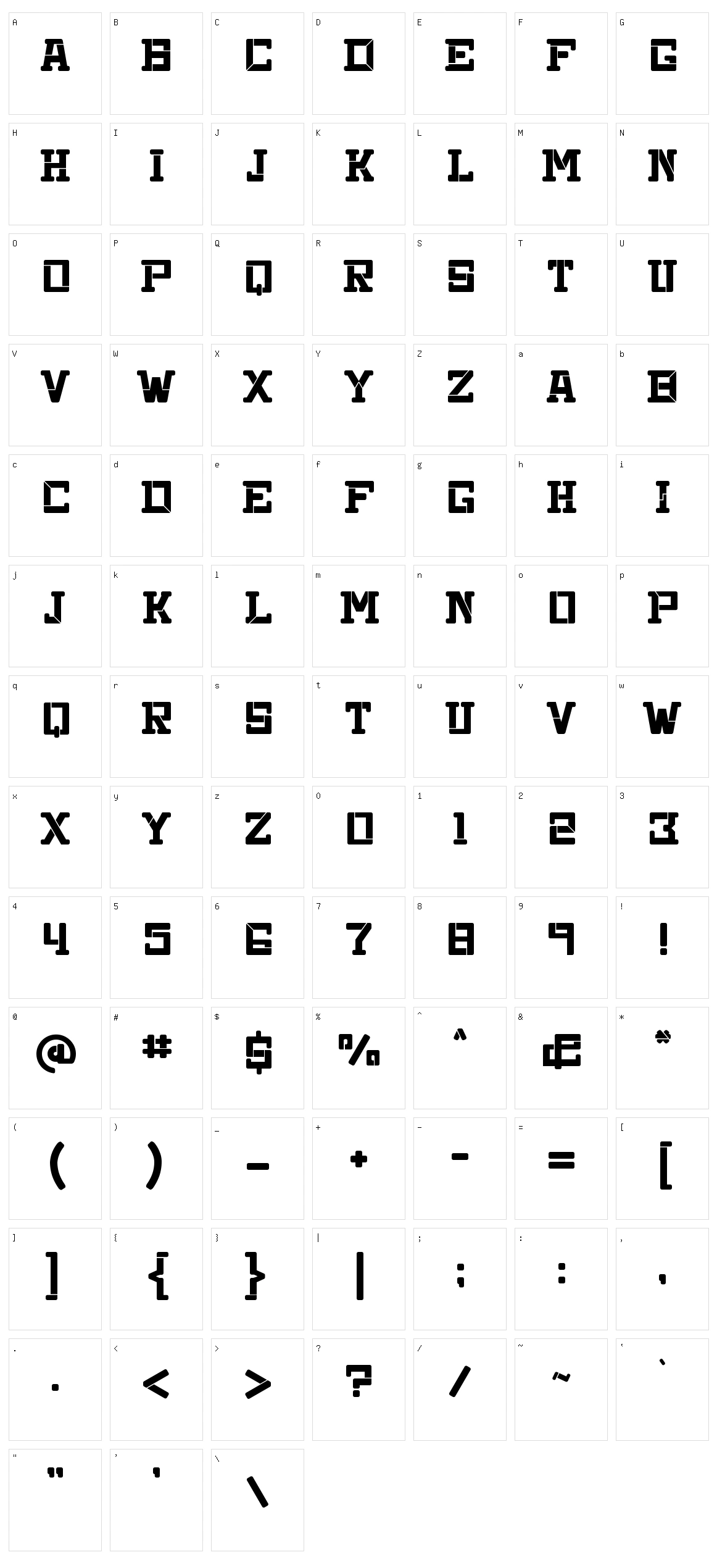 Matrix Zone Character Set