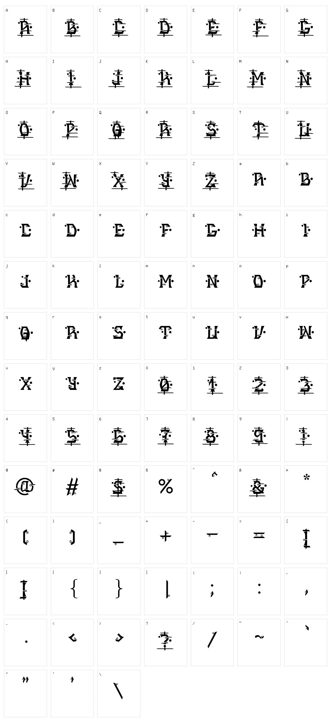 MB Alien Report 72 Character Set