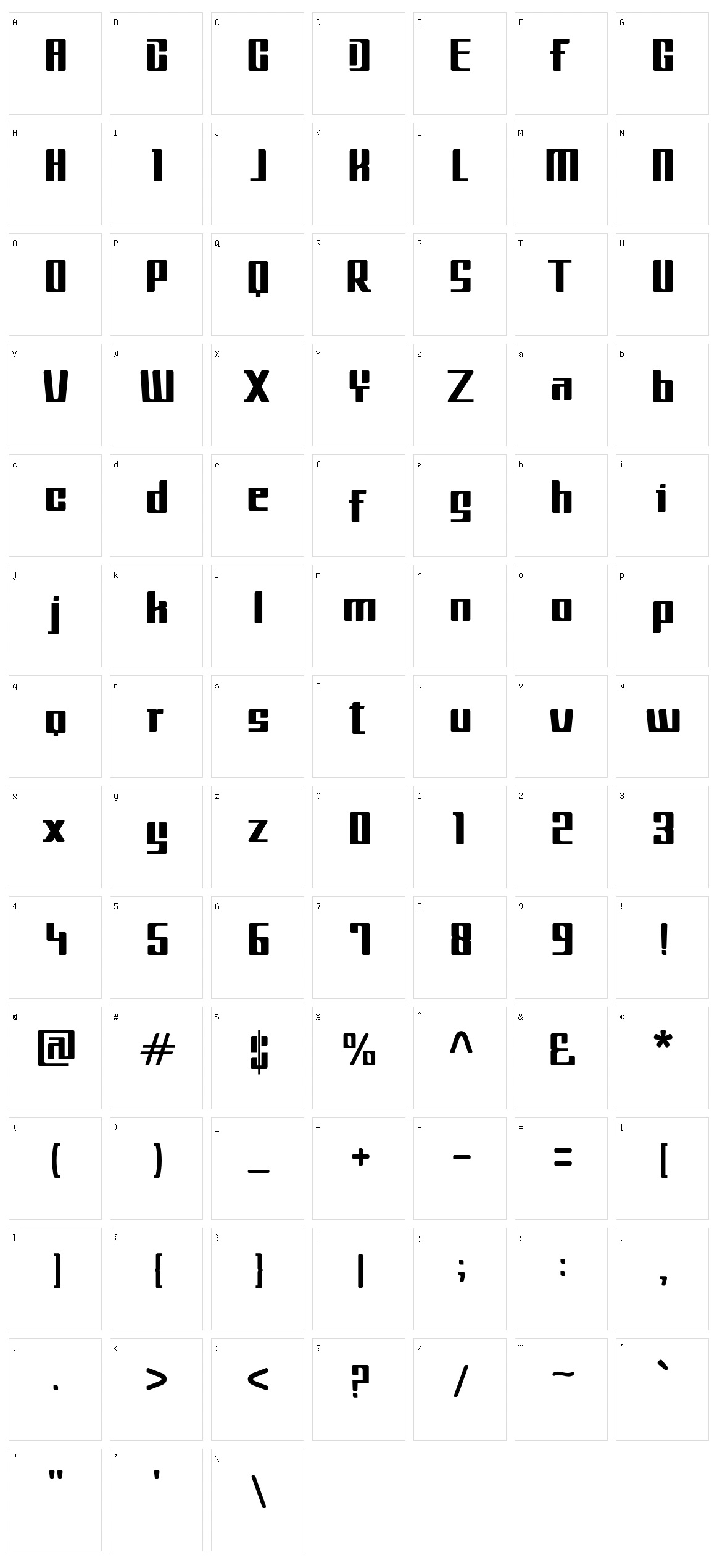 Metroil Character Set