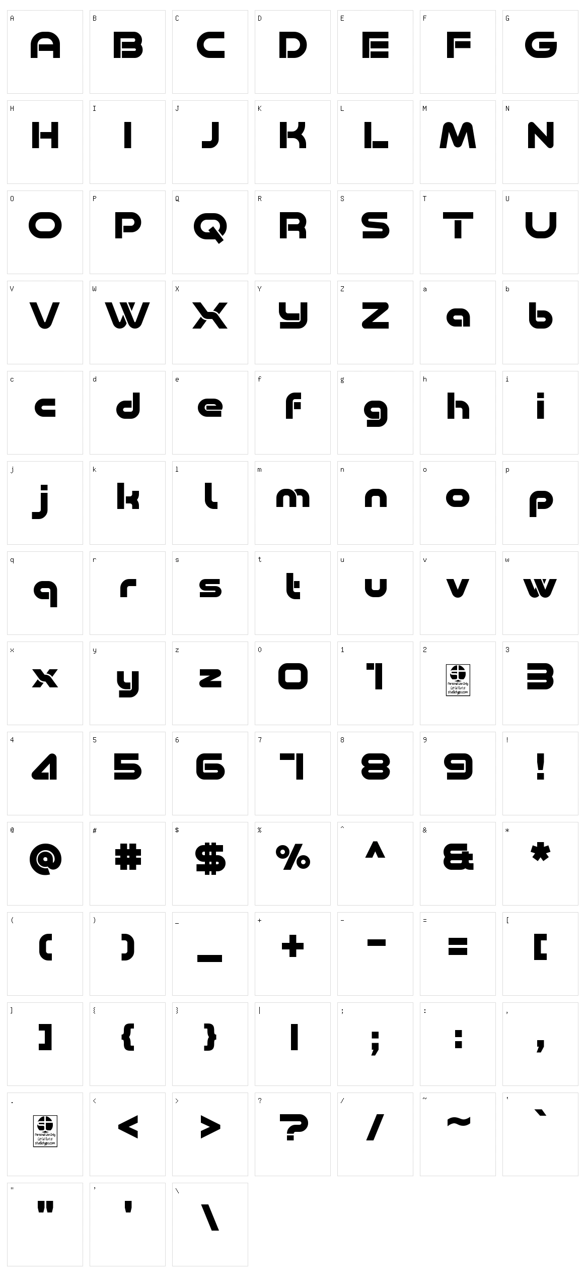 Minalis Character Set