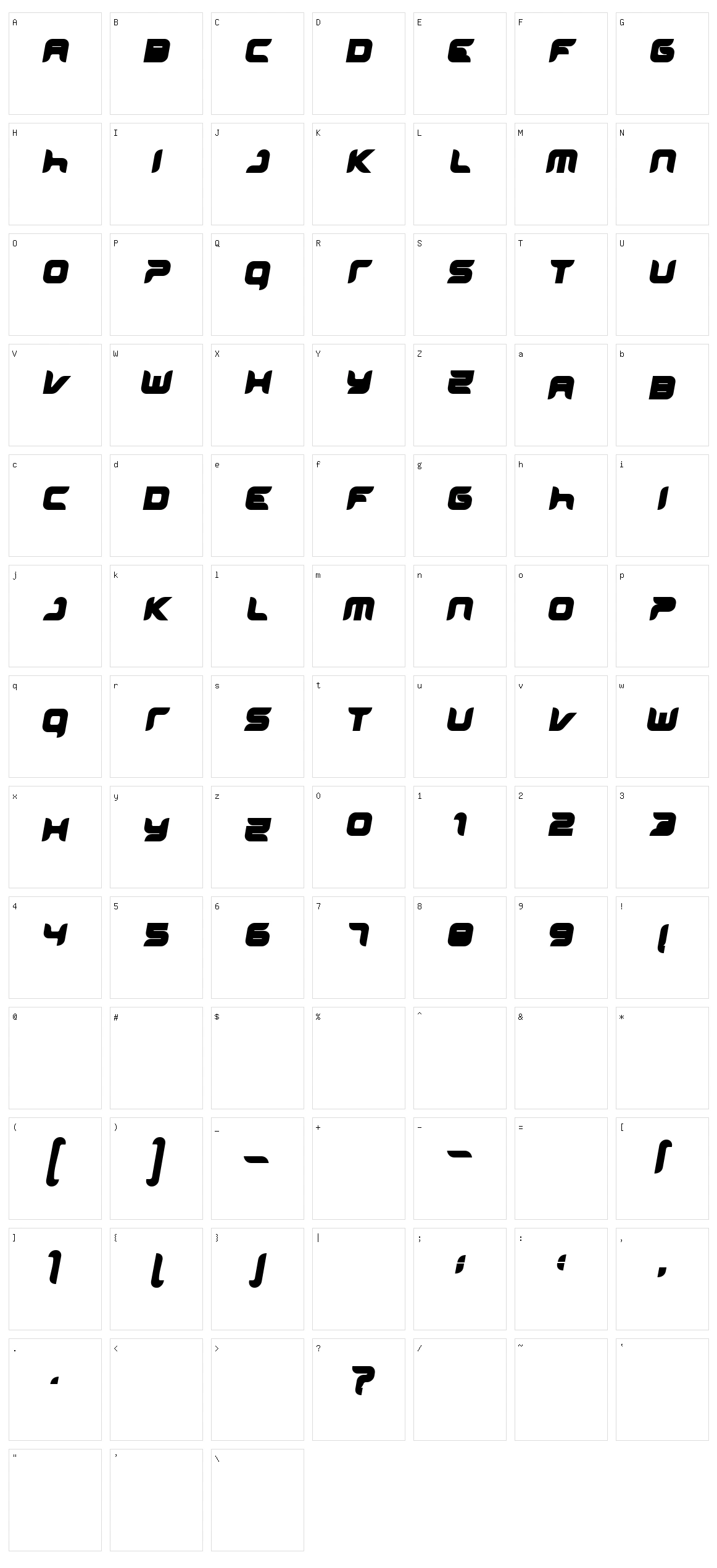 Miniskip Character Set