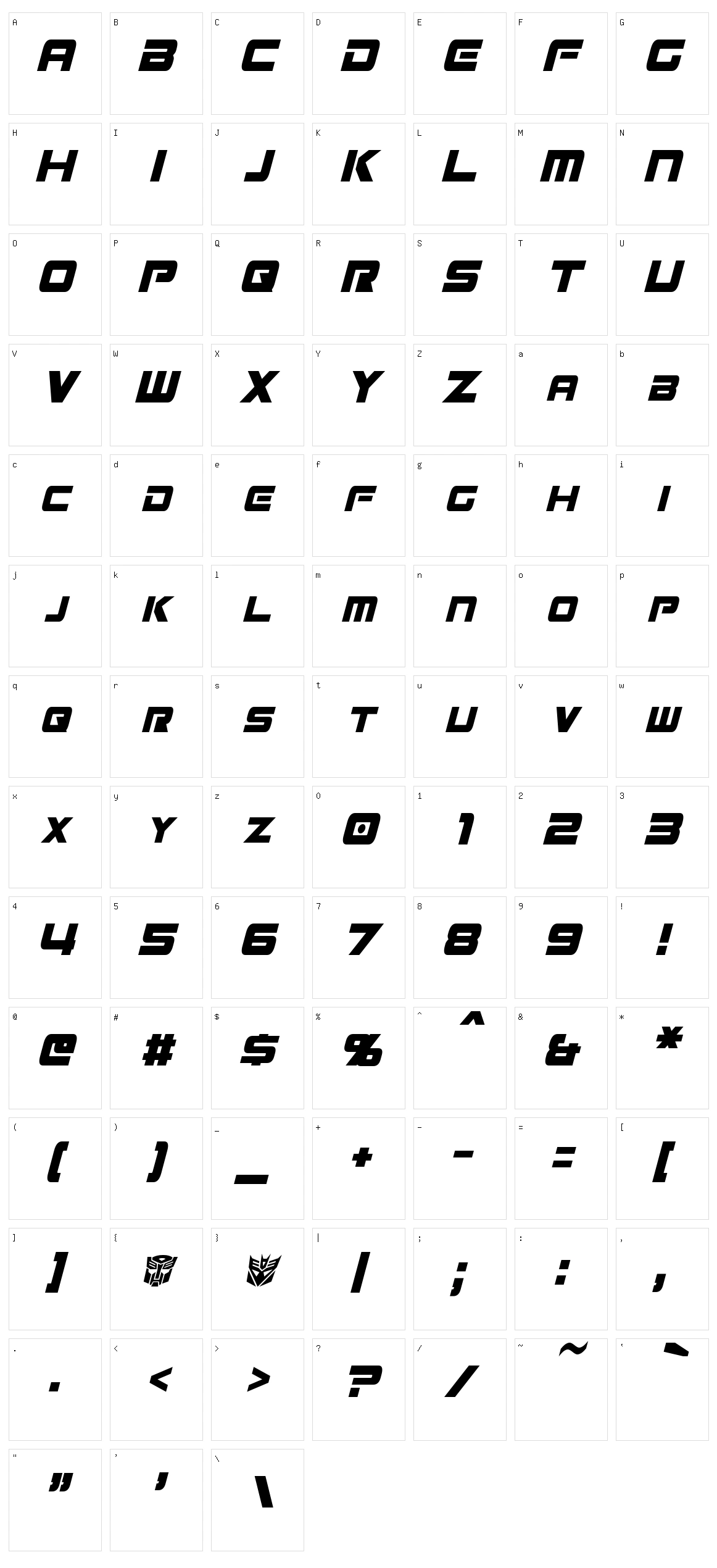 Mission GT-R Character Set