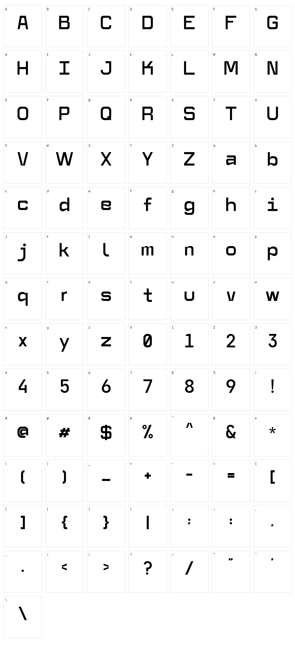 Monoir Character Set