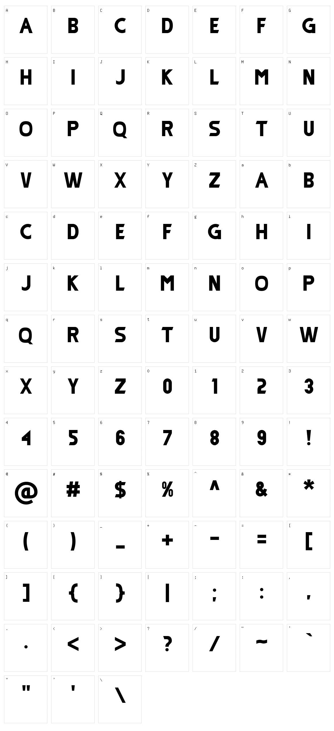 Monorealis Character Set