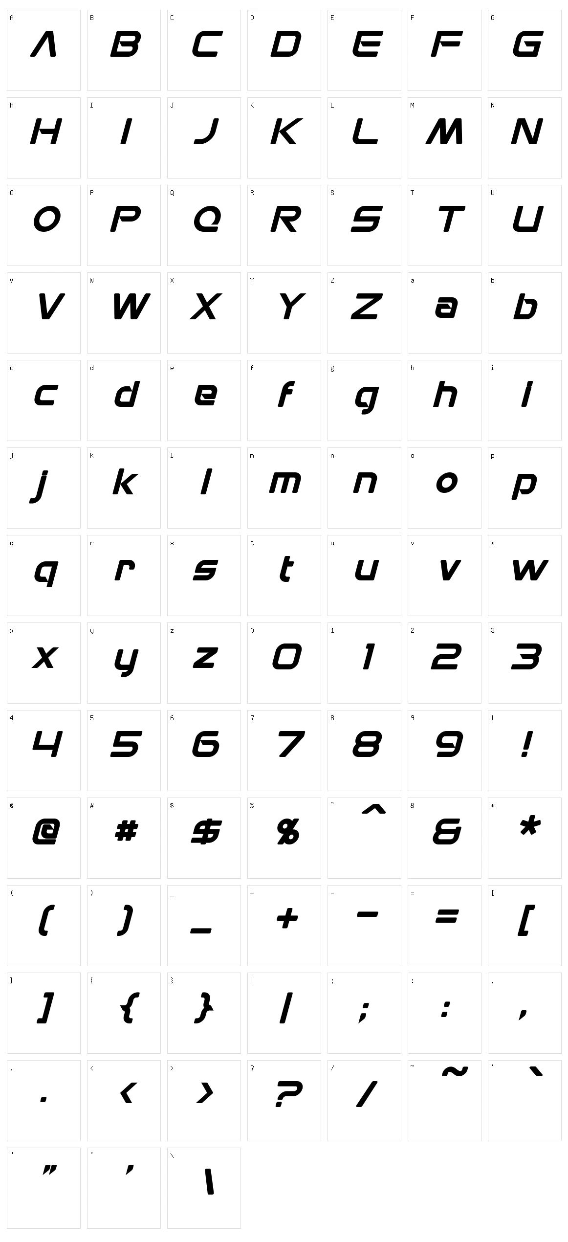 Mons Olympia Character Set