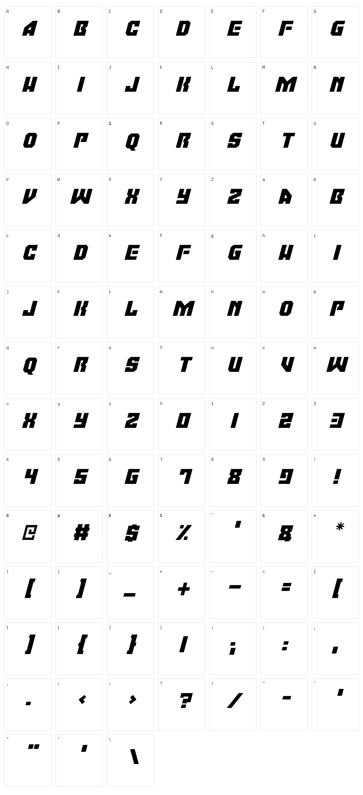 Moonbase Omega Character Set