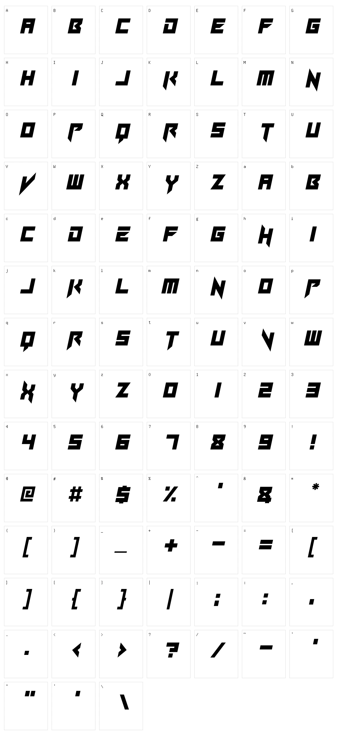 Neon Energy X Character Set