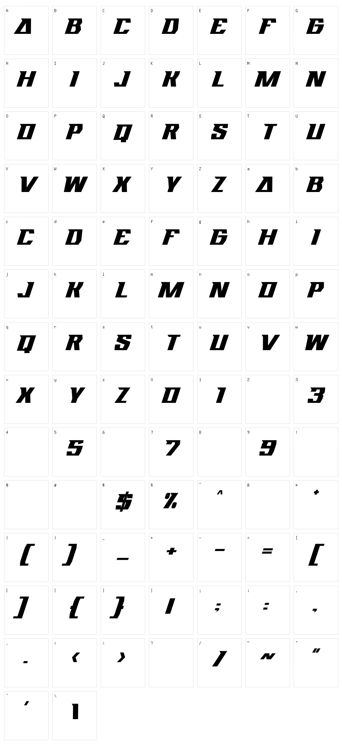 Nightrace Character Set
