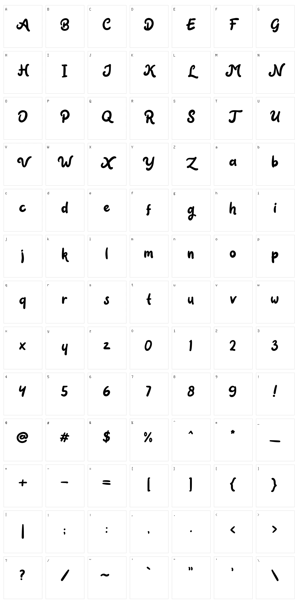 Claytonia Character Set