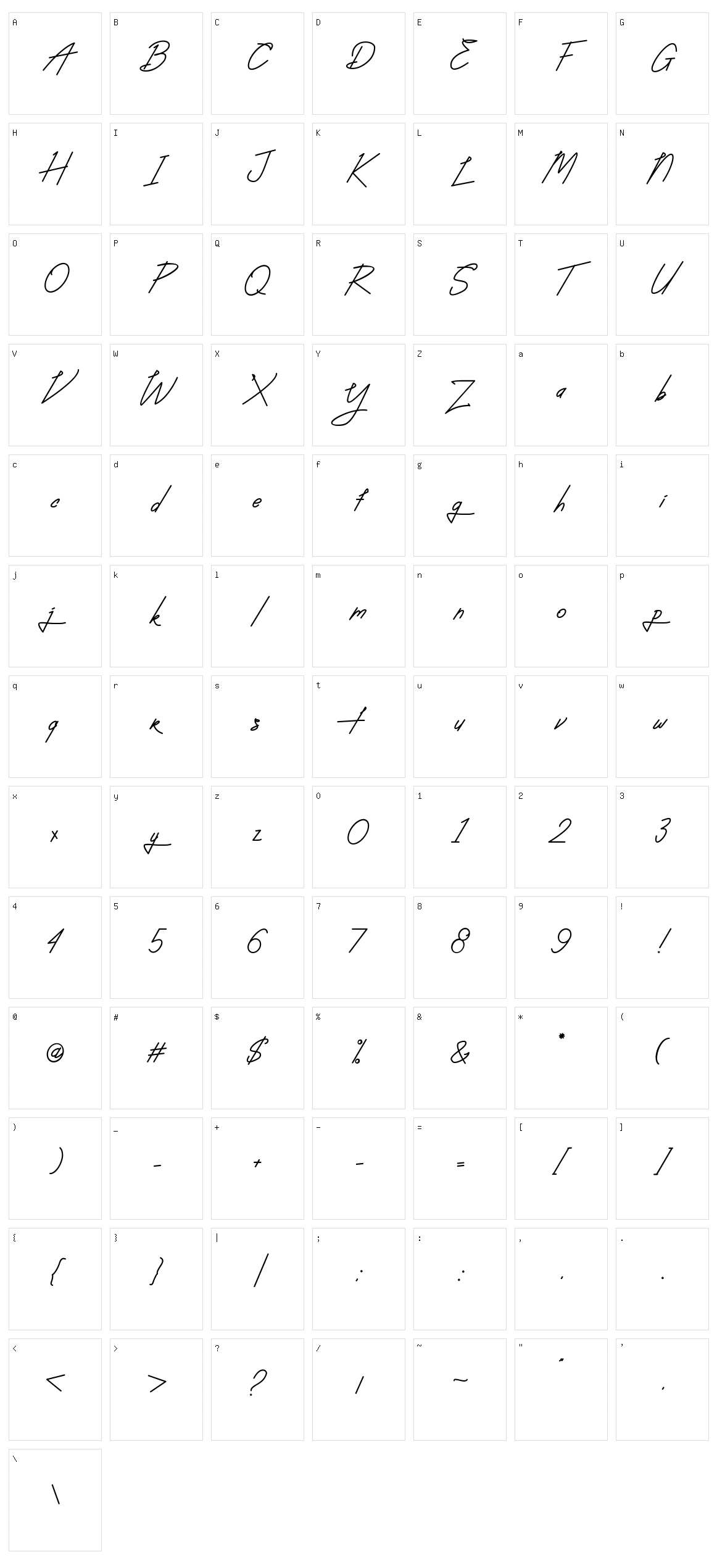 Absolute Neon Script Character Set