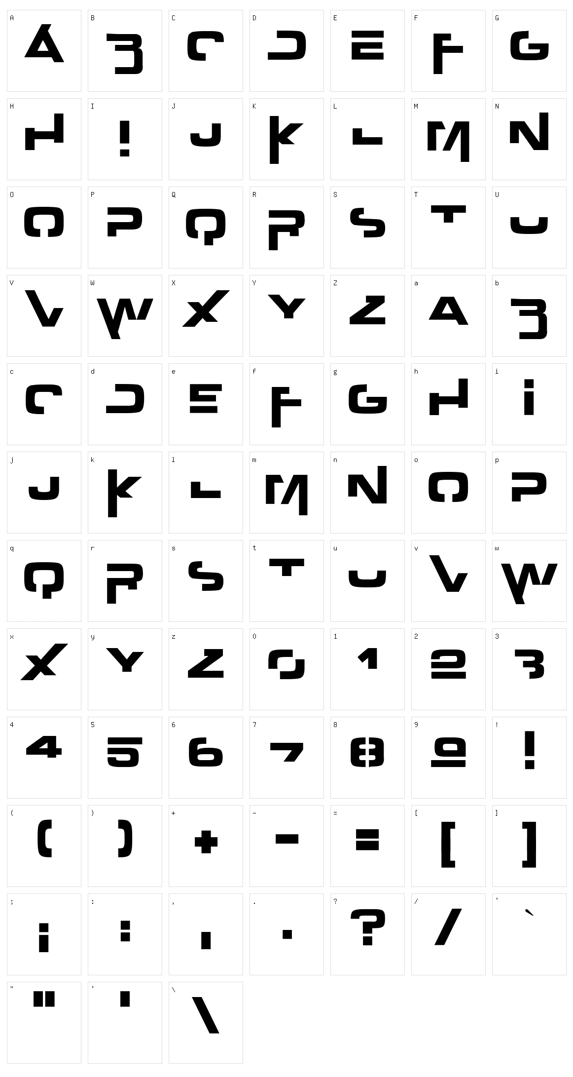 Outer Zone Character Set
